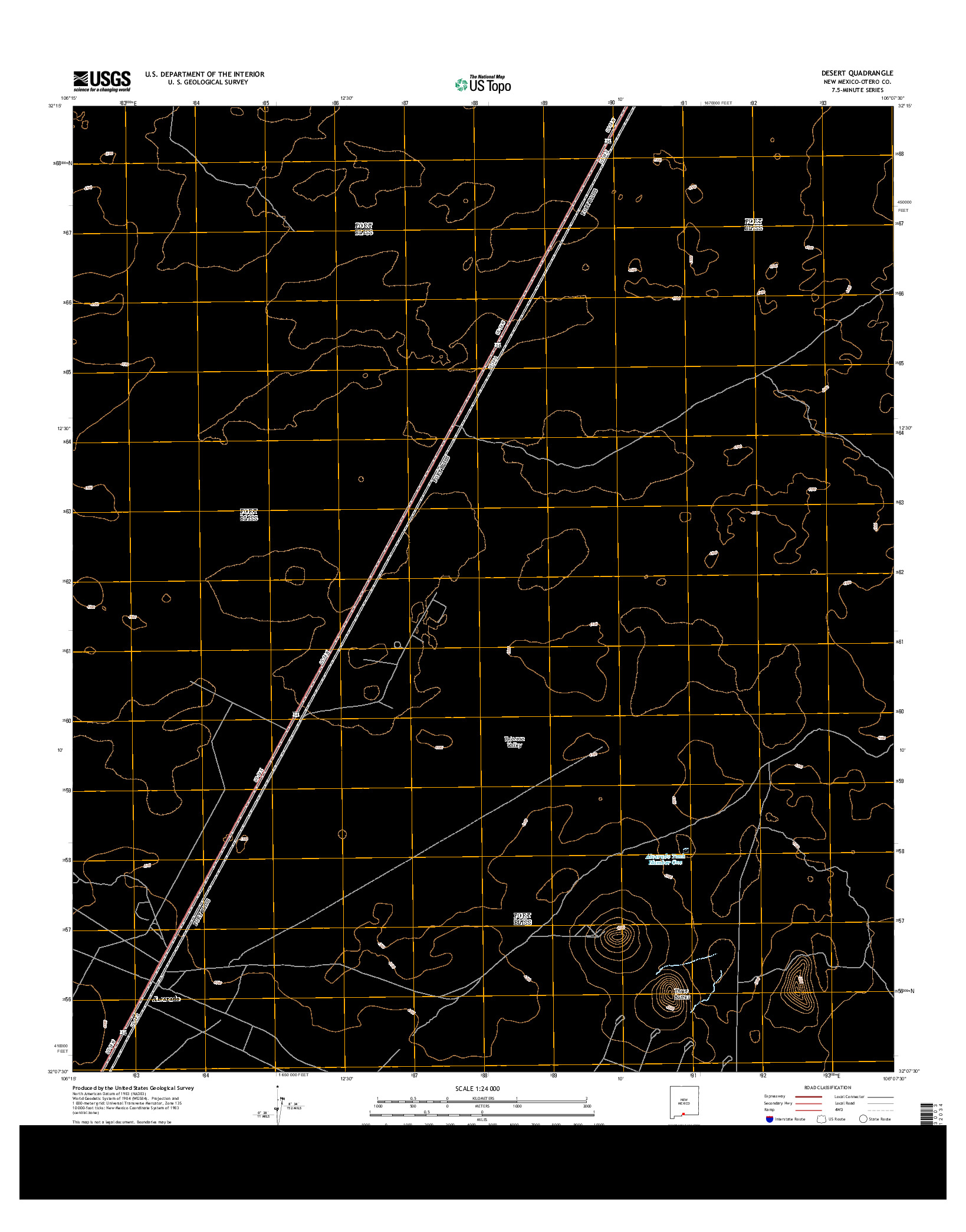 USGS US TOPO 7.5-MINUTE MAP FOR DESERT, NM 2013