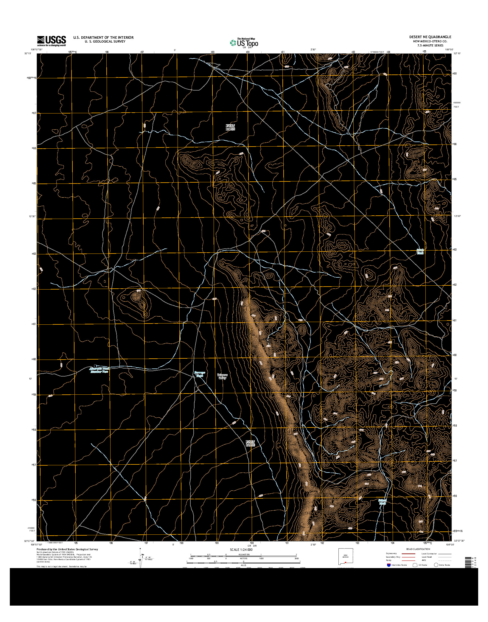 USGS US TOPO 7.5-MINUTE MAP FOR DESERT NE, NM 2013