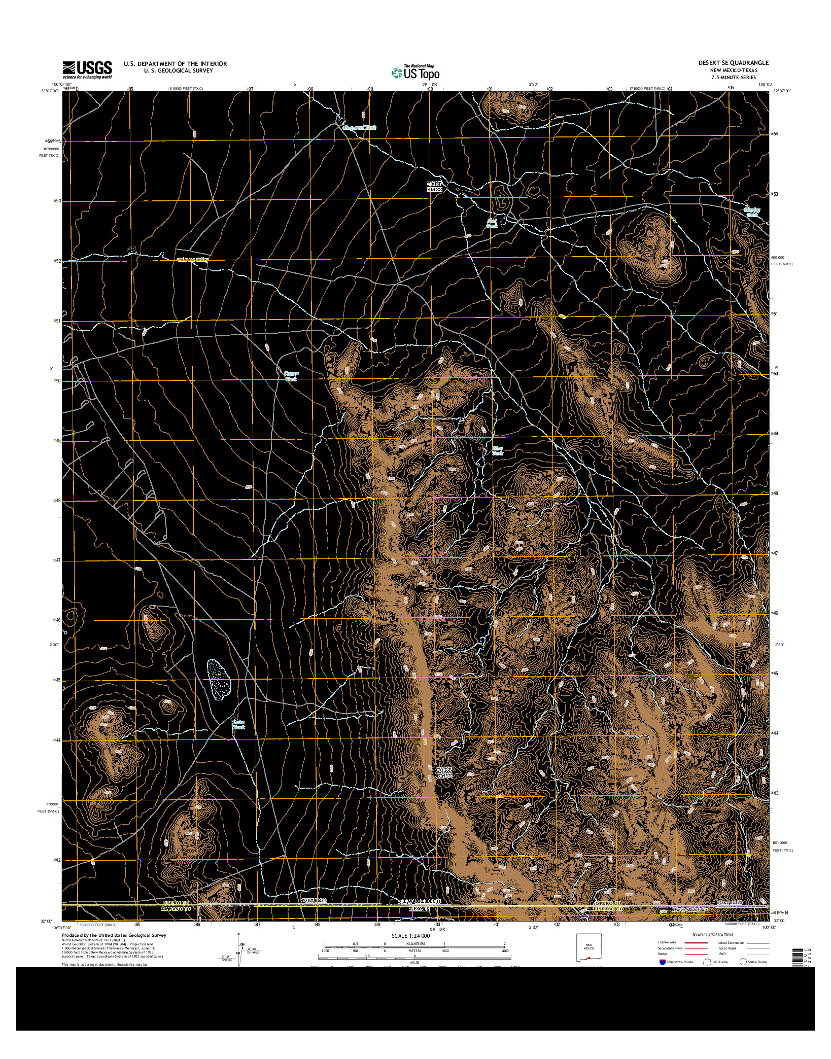 USGS US TOPO 7.5-MINUTE MAP FOR DESERT SE, NM-TX 2013