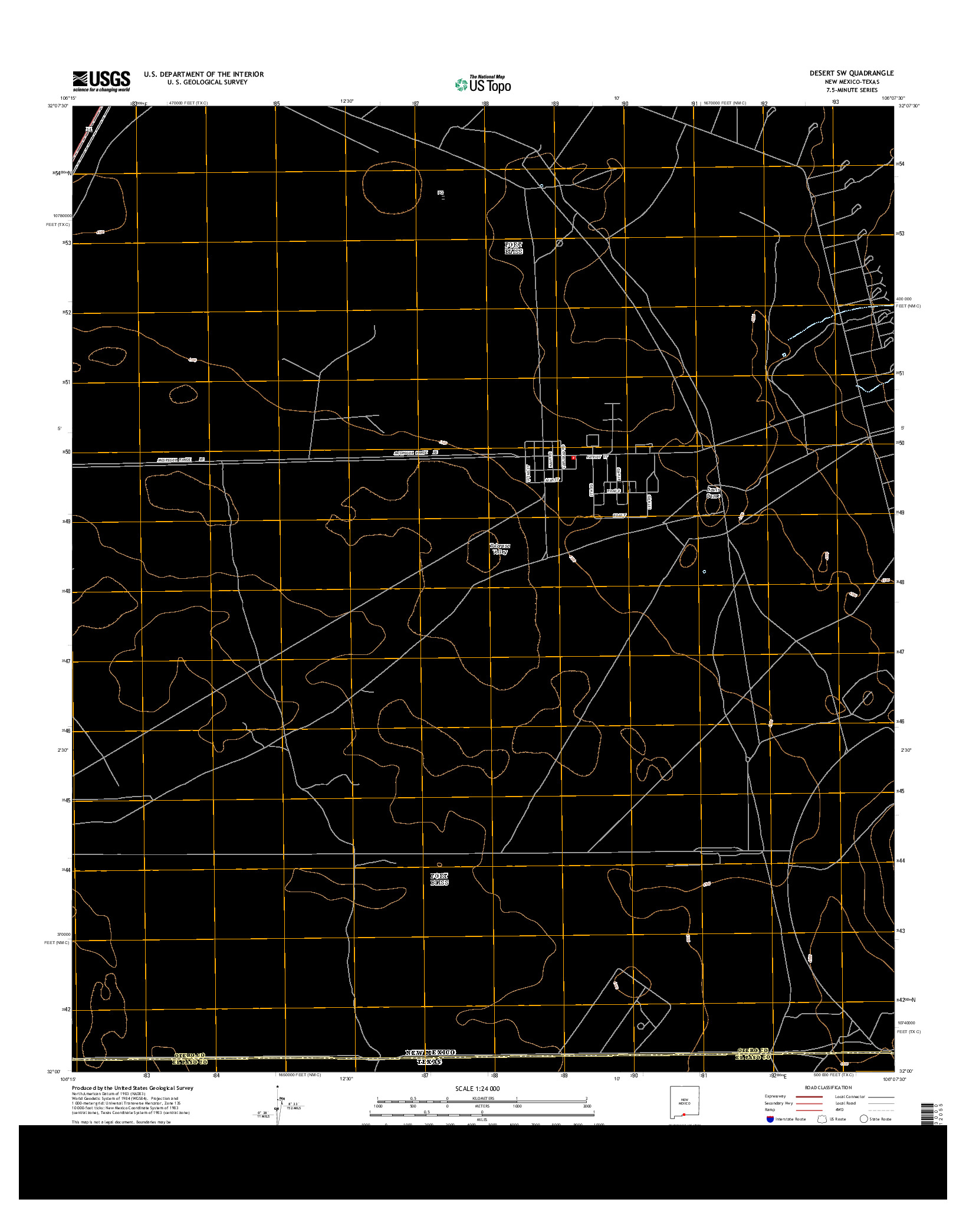 USGS US TOPO 7.5-MINUTE MAP FOR DESERT SW, NM-TX 2013