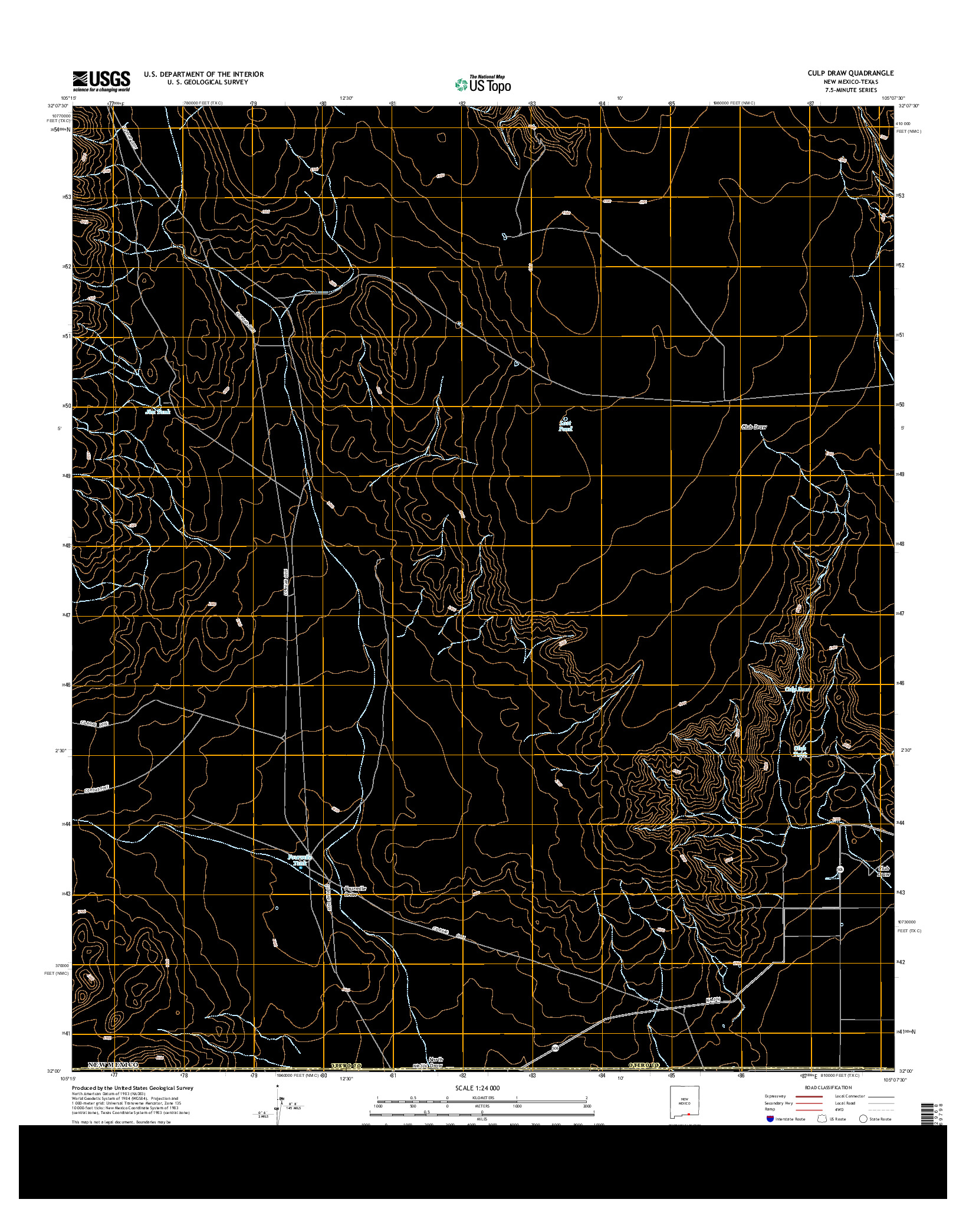 USGS US TOPO 7.5-MINUTE MAP FOR CULP DRAW, NM-TX 2013