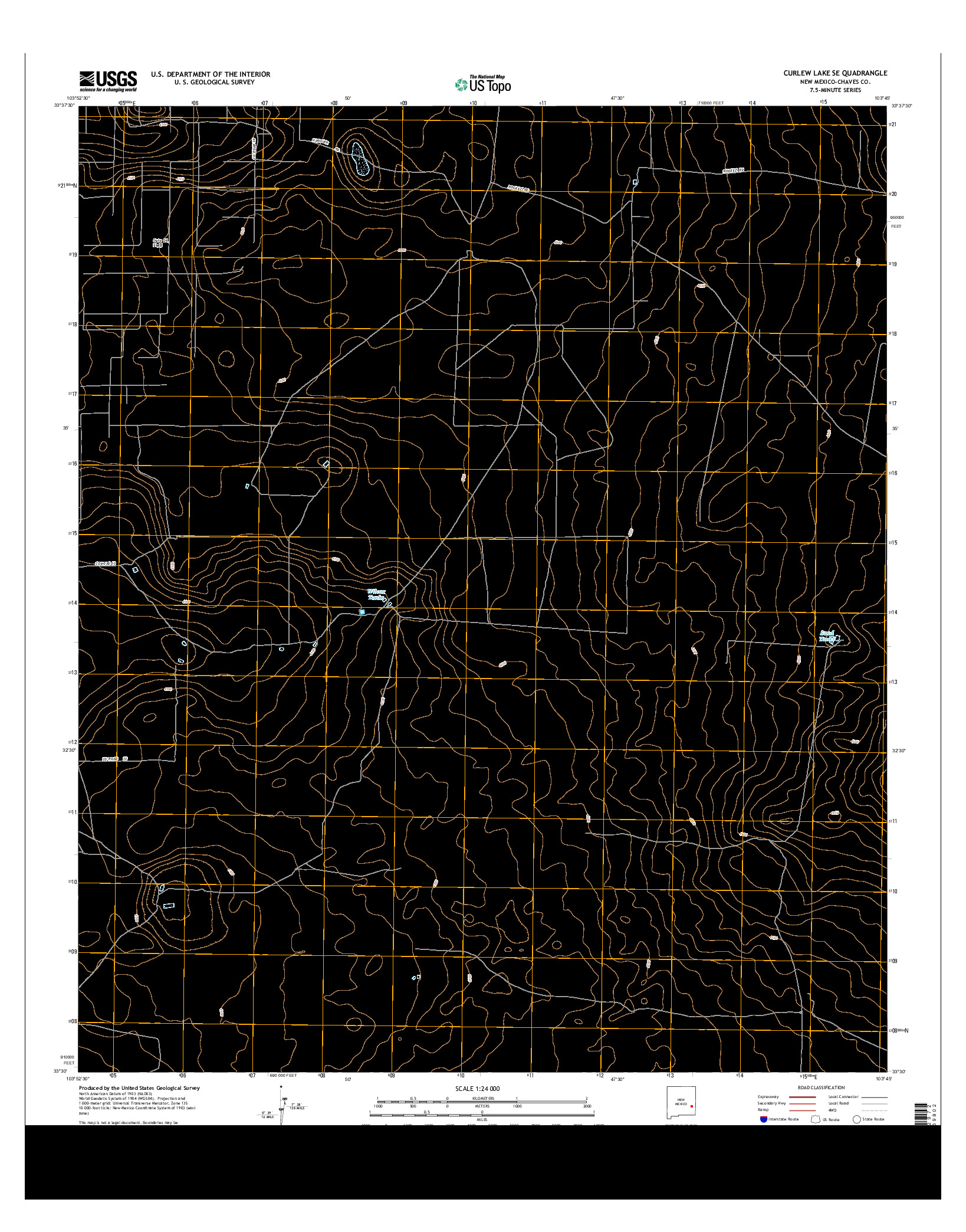 USGS US TOPO 7.5-MINUTE MAP FOR CURLEW LAKE SE, NM 2013