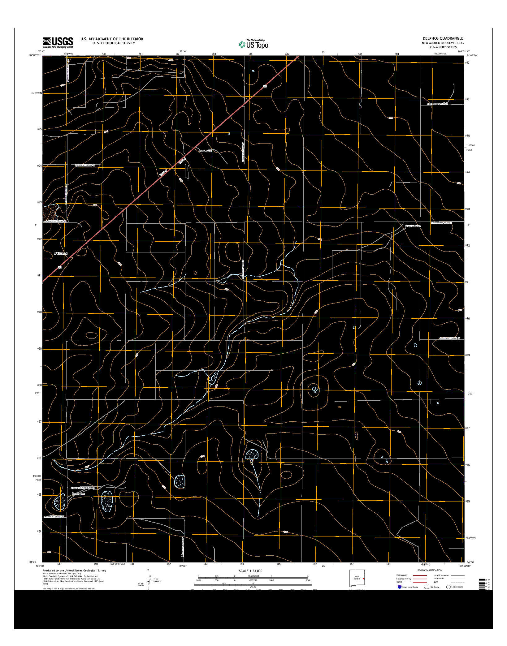 USGS US TOPO 7.5-MINUTE MAP FOR DELPHOS, NM 2013