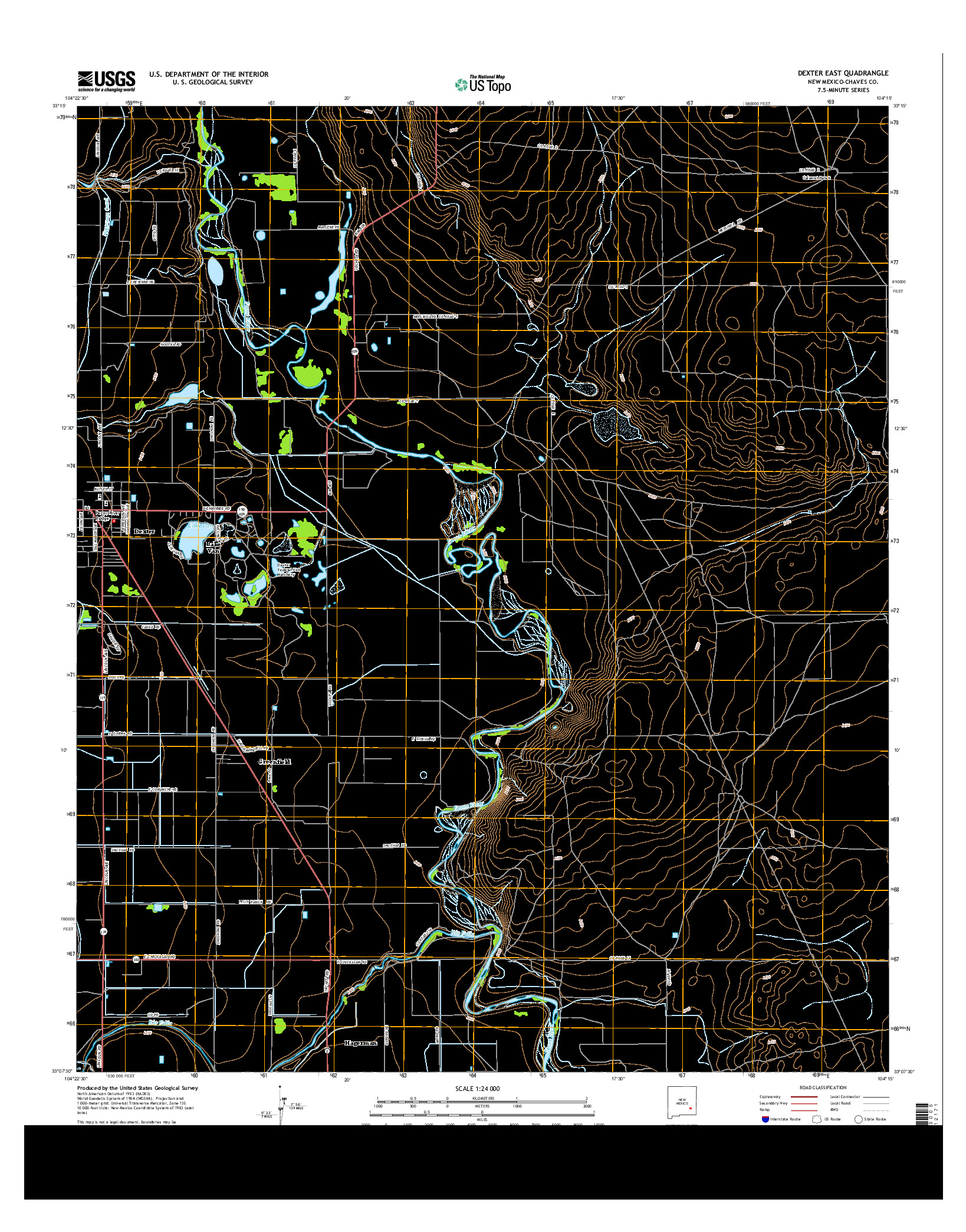 USGS US TOPO 7.5-MINUTE MAP FOR DEXTER EAST, NM 2013