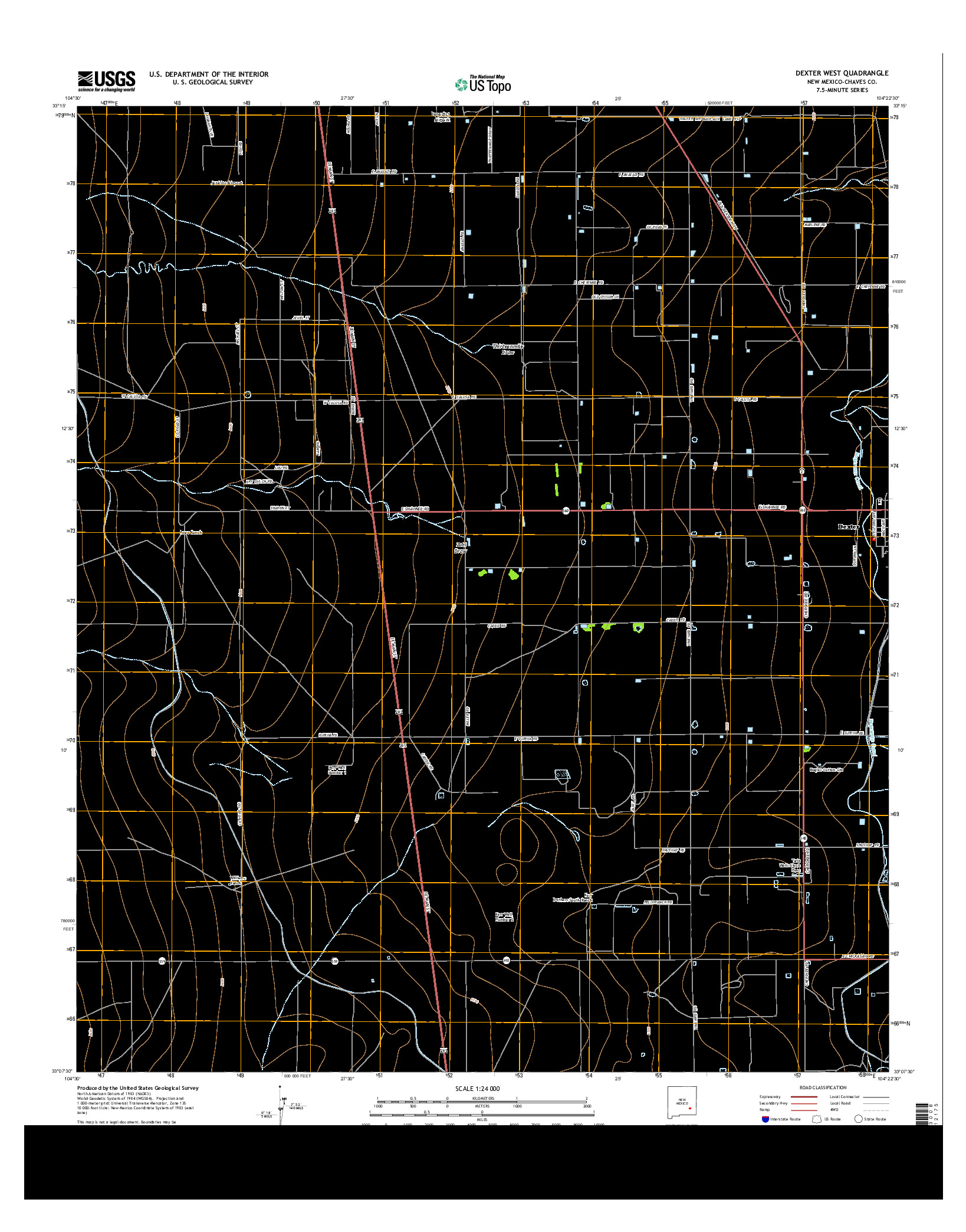 USGS US TOPO 7.5-MINUTE MAP FOR DEXTER WEST, NM 2013