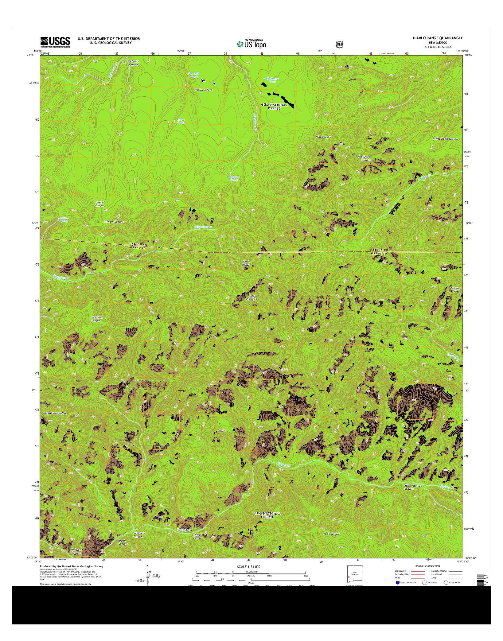 USGS US TOPO 7.5-MINUTE MAP FOR DIABLO RANGE, NM 2013