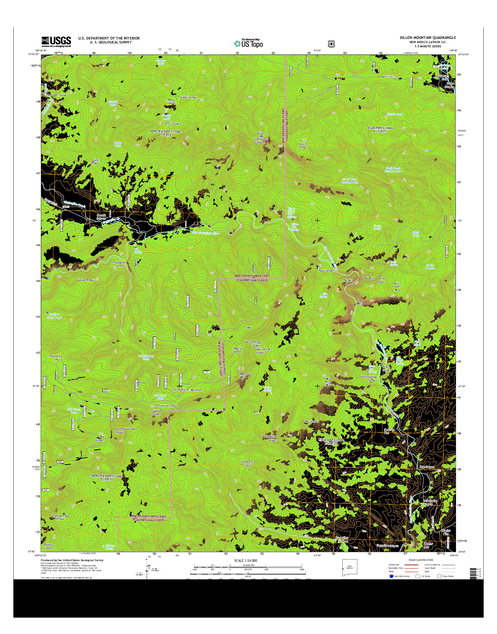 USGS US TOPO 7.5-MINUTE MAP FOR DILLON MOUNTAIN, NM 2013