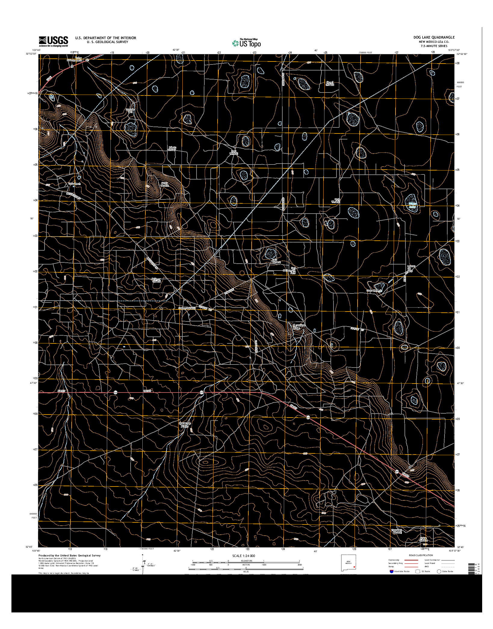 USGS US TOPO 7.5-MINUTE MAP FOR DOG LAKE, NM 2013