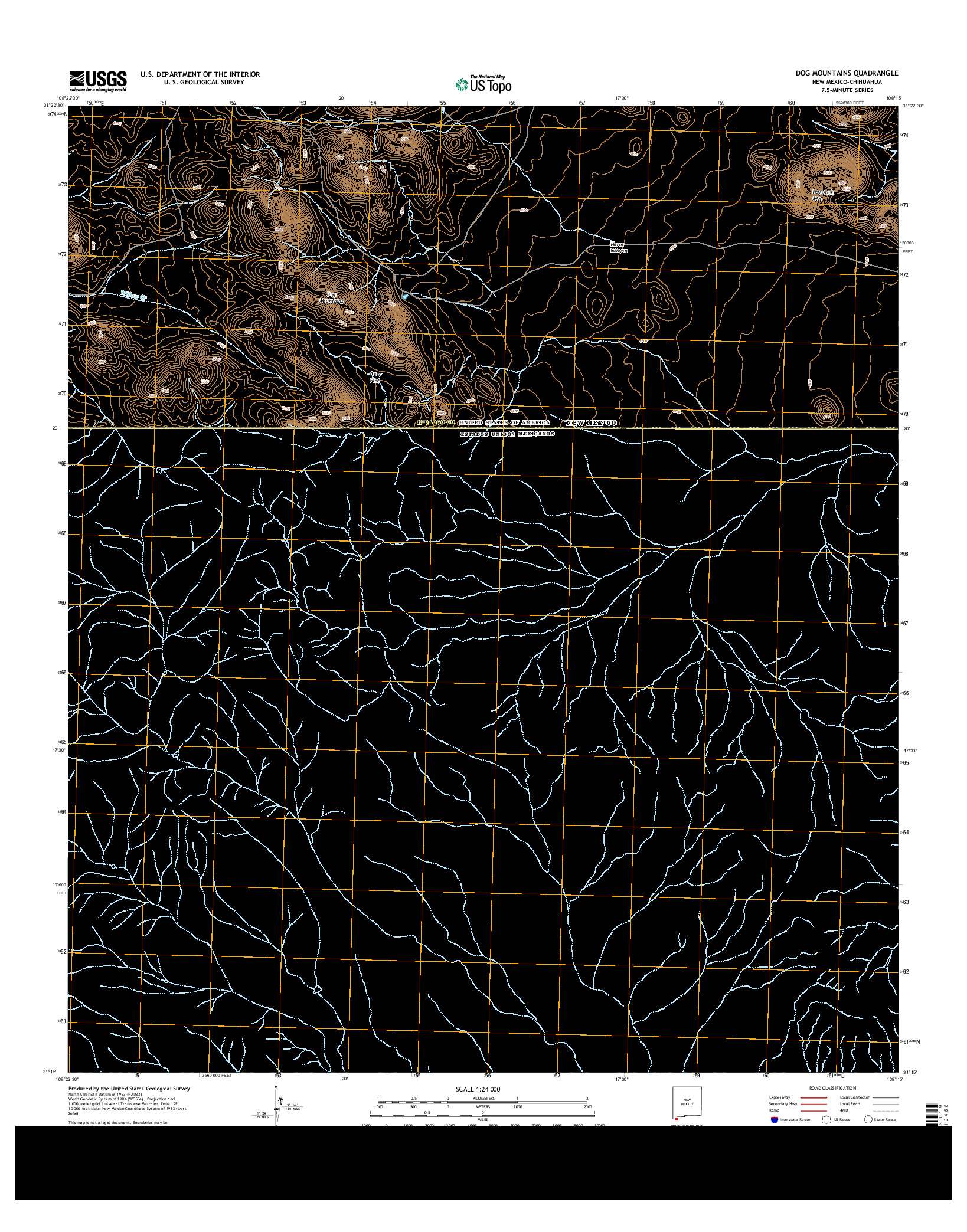 USGS US TOPO 7.5-MINUTE MAP FOR DOG MOUNTAINS, NM-CHH 2013