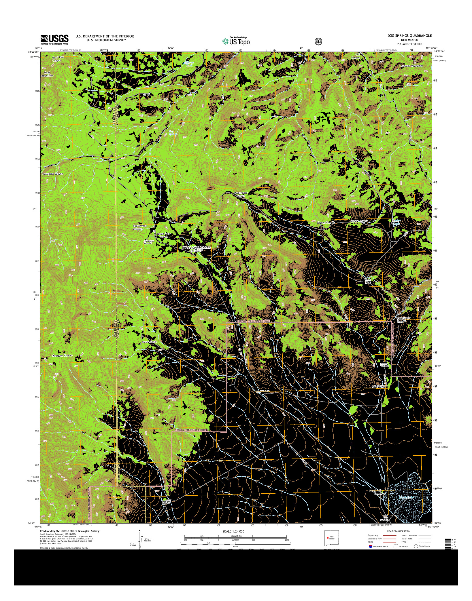 USGS US TOPO 7.5-MINUTE MAP FOR DOG SPRINGS, NM 2013