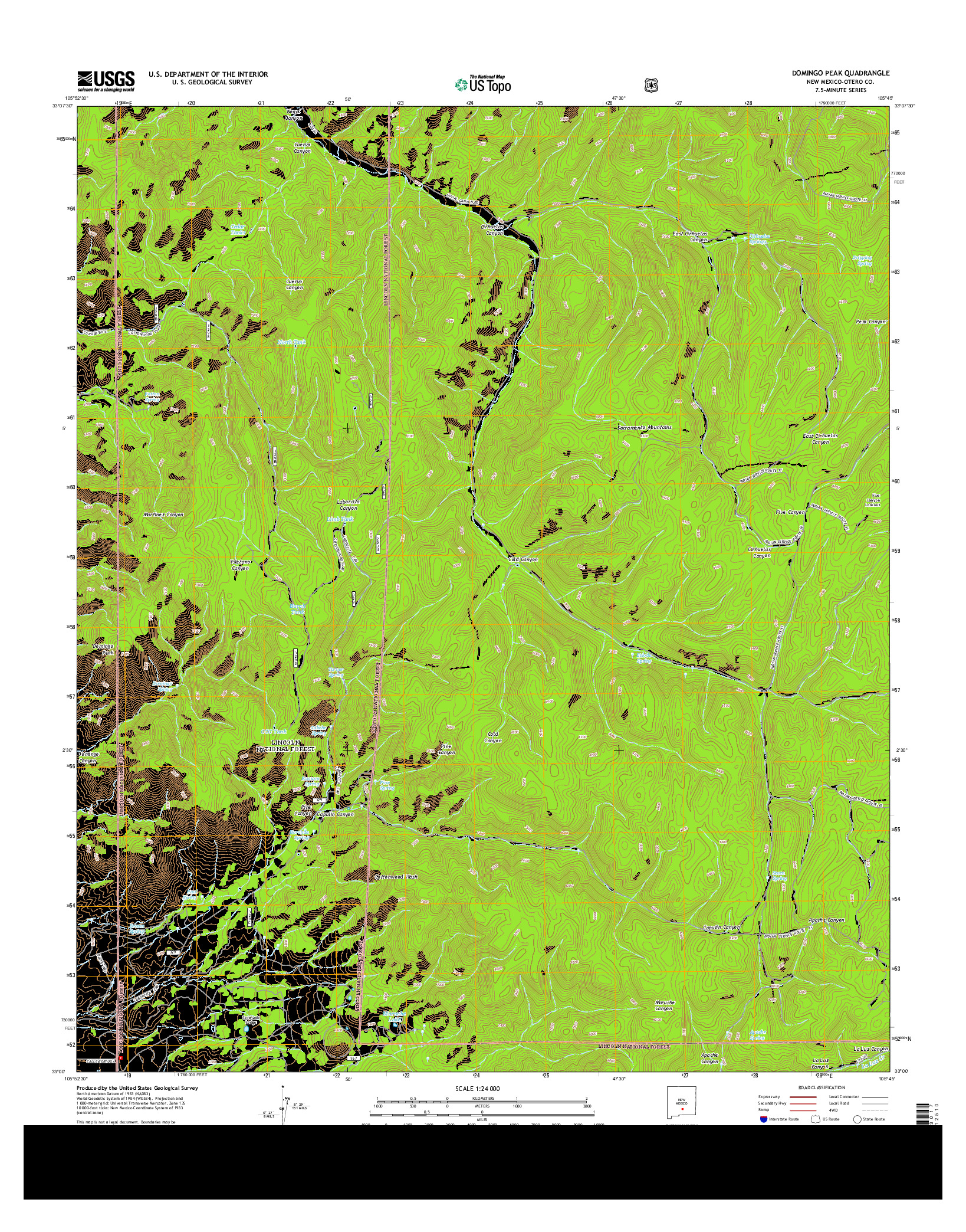 USGS US TOPO 7.5-MINUTE MAP FOR DOMINGO PEAK, NM 2013