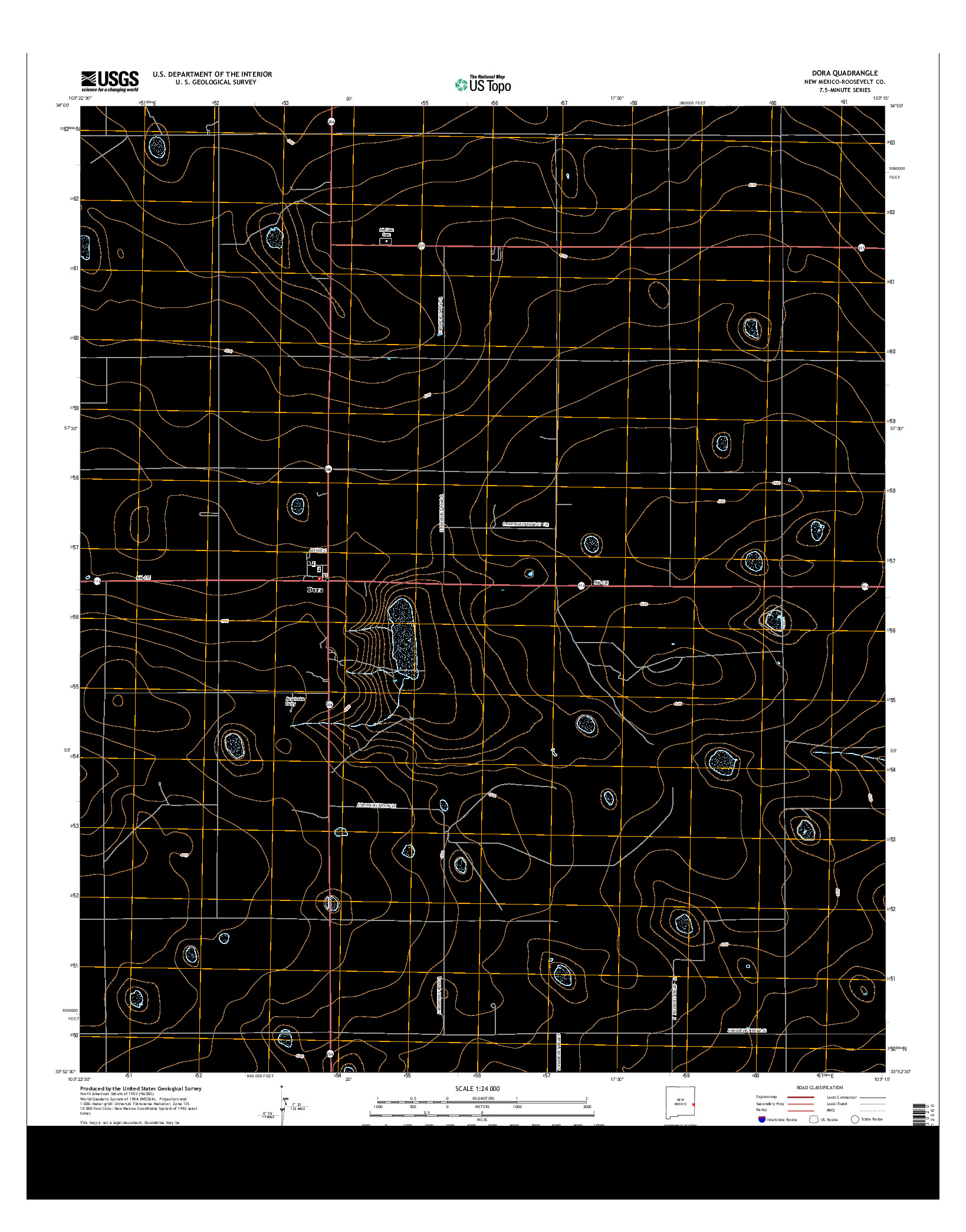 USGS US TOPO 7.5-MINUTE MAP FOR DORA, NM 2013