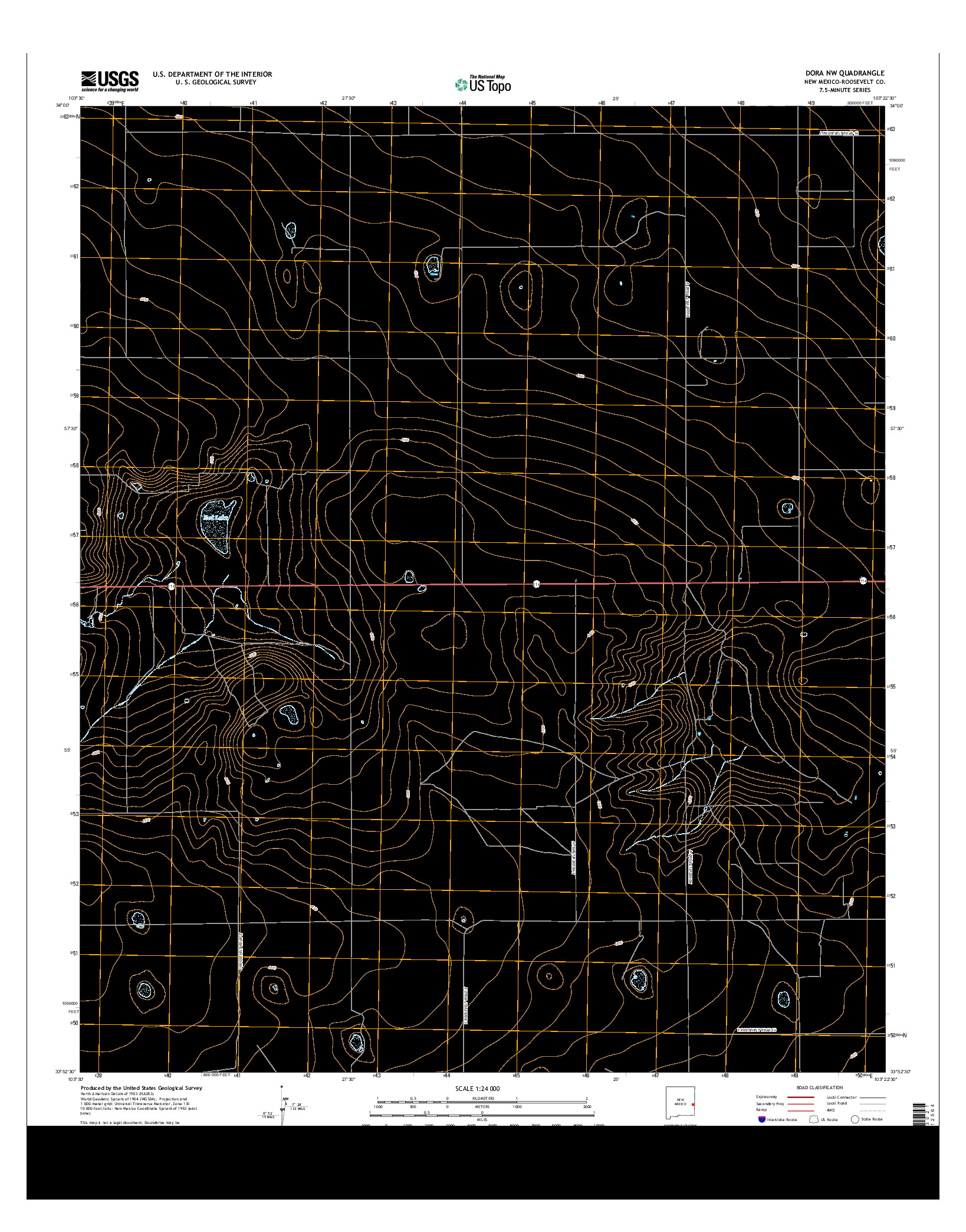 USGS US TOPO 7.5-MINUTE MAP FOR DORA NW, NM 2013