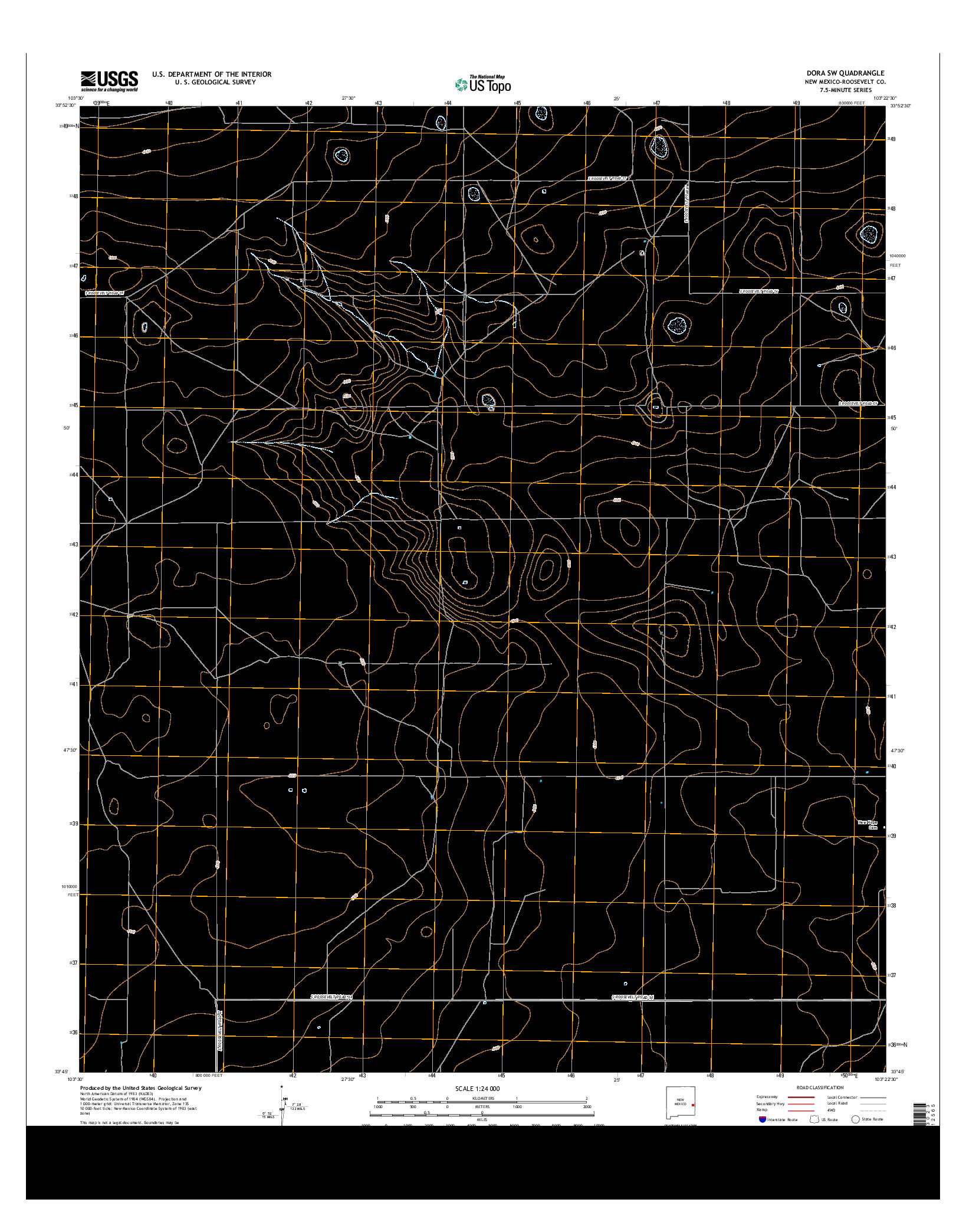 USGS US TOPO 7.5-MINUTE MAP FOR DORA SW, NM 2013