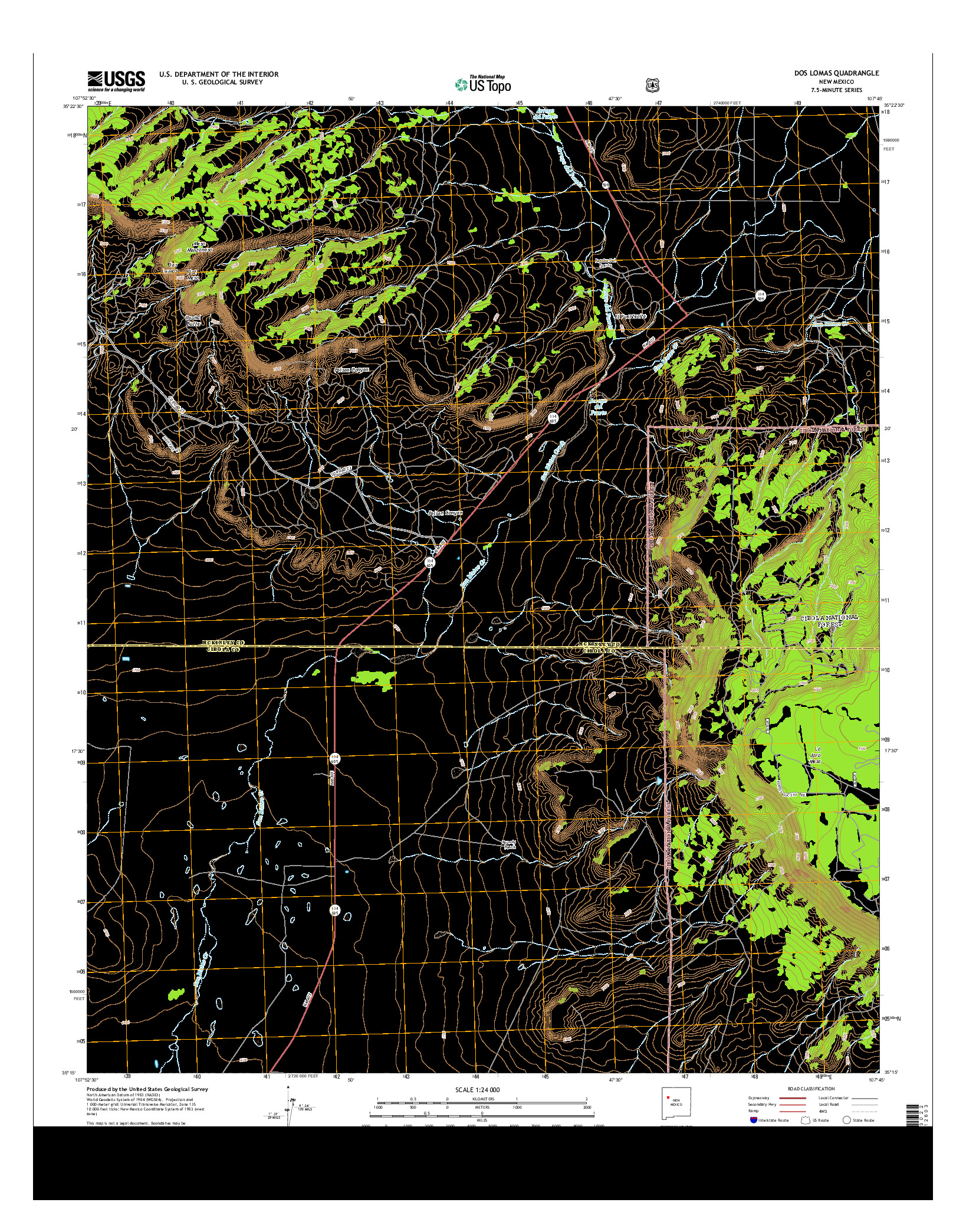 USGS US TOPO 7.5-MINUTE MAP FOR DOS LOMAS, NM 2013