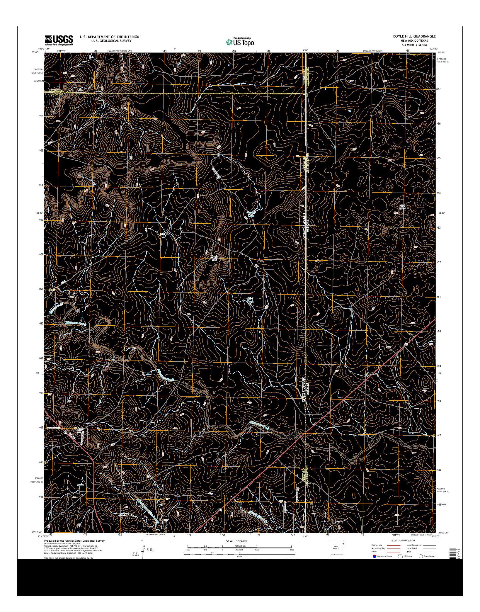 USGS US TOPO 7.5-MINUTE MAP FOR DOYLE HILL, NM-TX 2013