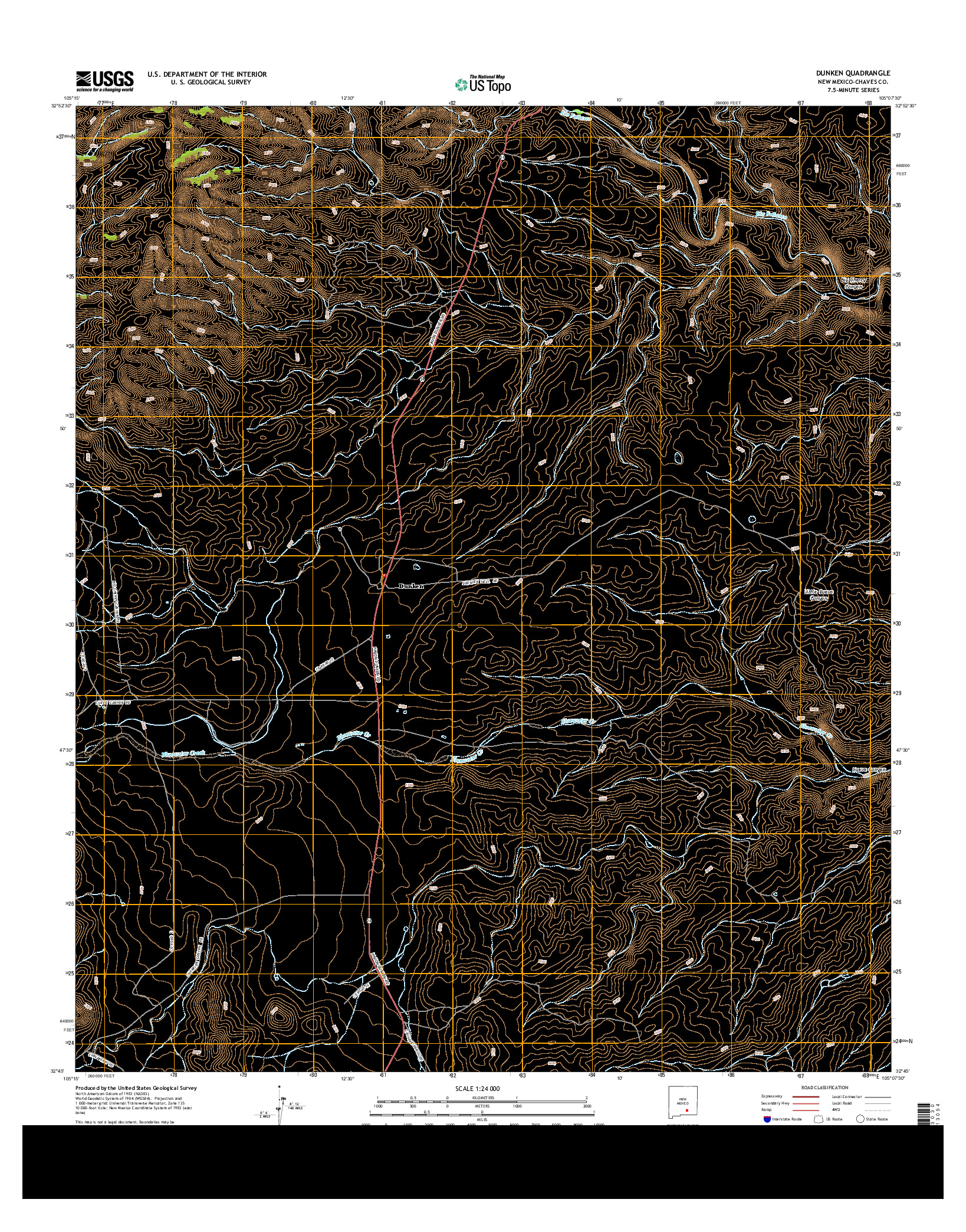 USGS US TOPO 7.5-MINUTE MAP FOR DUNKEN, NM 2013