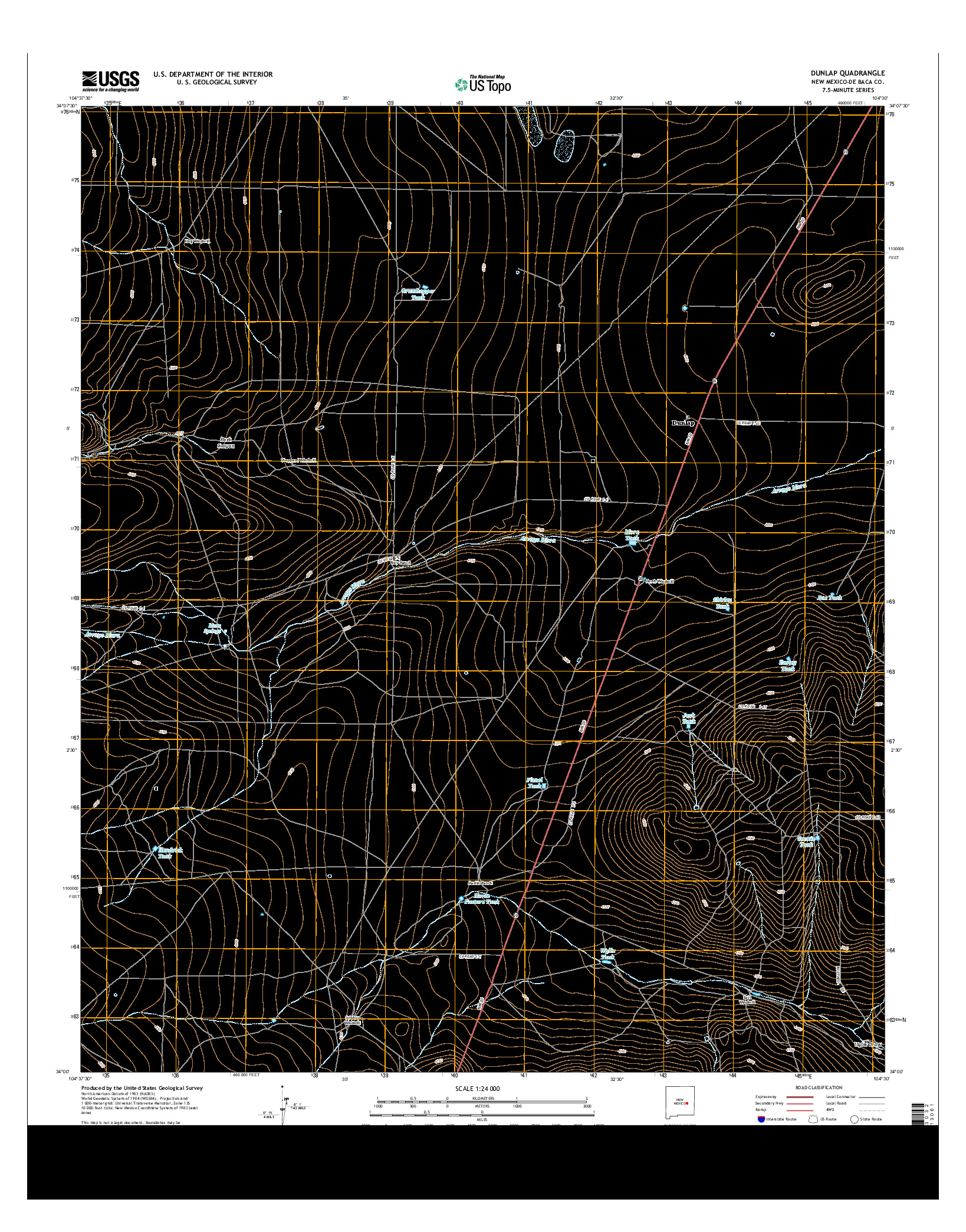 USGS US TOPO 7.5-MINUTE MAP FOR DUNLAP, NM 2013