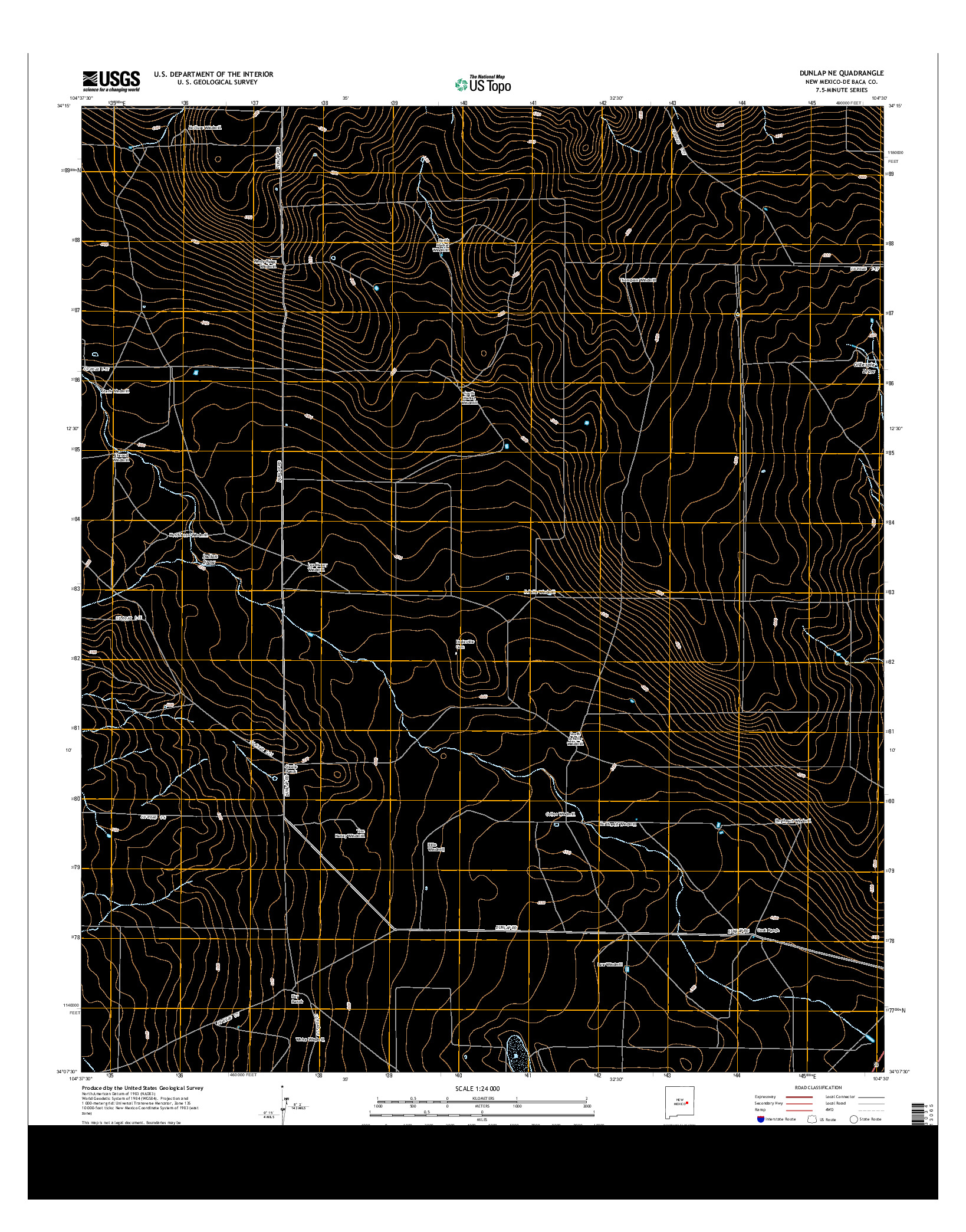 USGS US TOPO 7.5-MINUTE MAP FOR DUNLAP NE, NM 2013