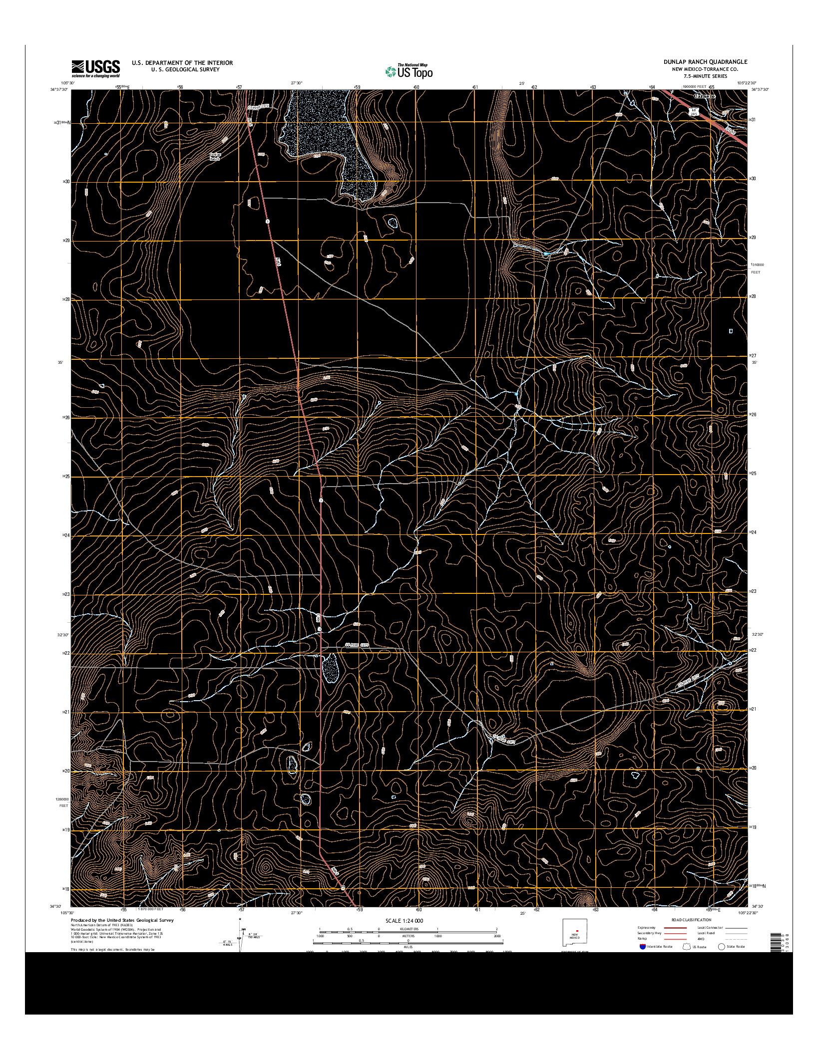 USGS US TOPO 7.5-MINUTE MAP FOR DUNLAP RANCH, NM 2013