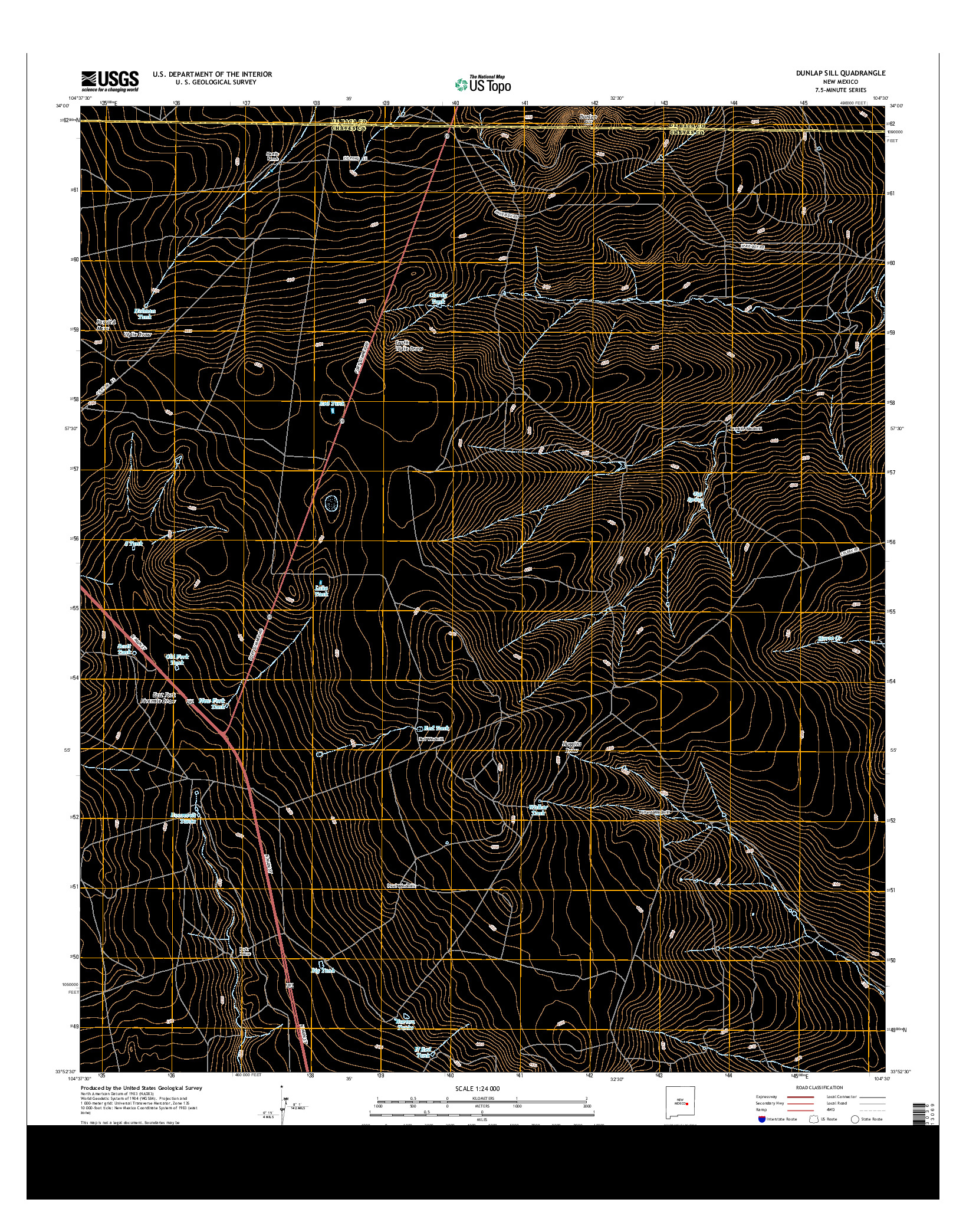 USGS US TOPO 7.5-MINUTE MAP FOR DUNLAP SILL, NM 2013