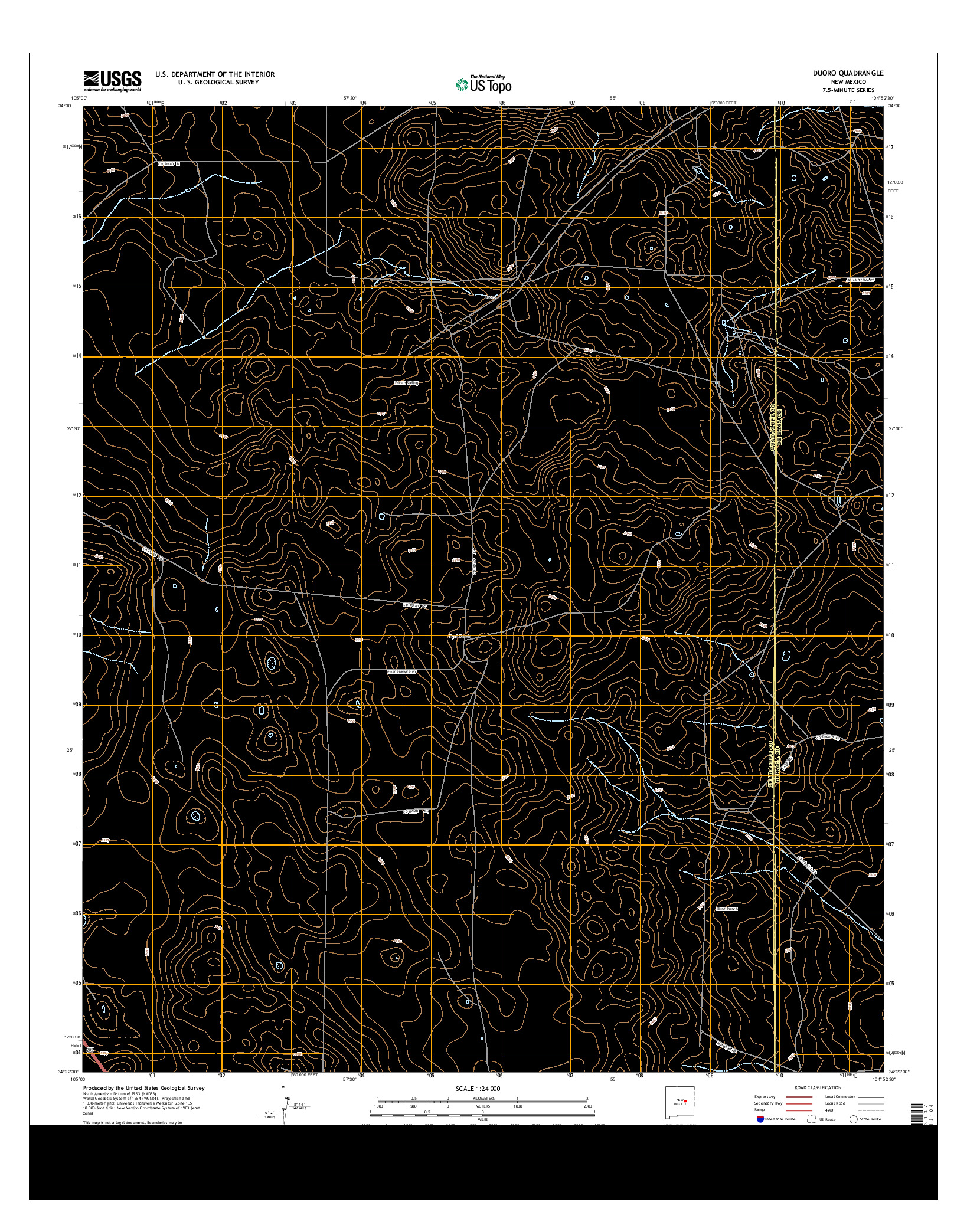 USGS US TOPO 7.5-MINUTE MAP FOR DUORO, NM 2013