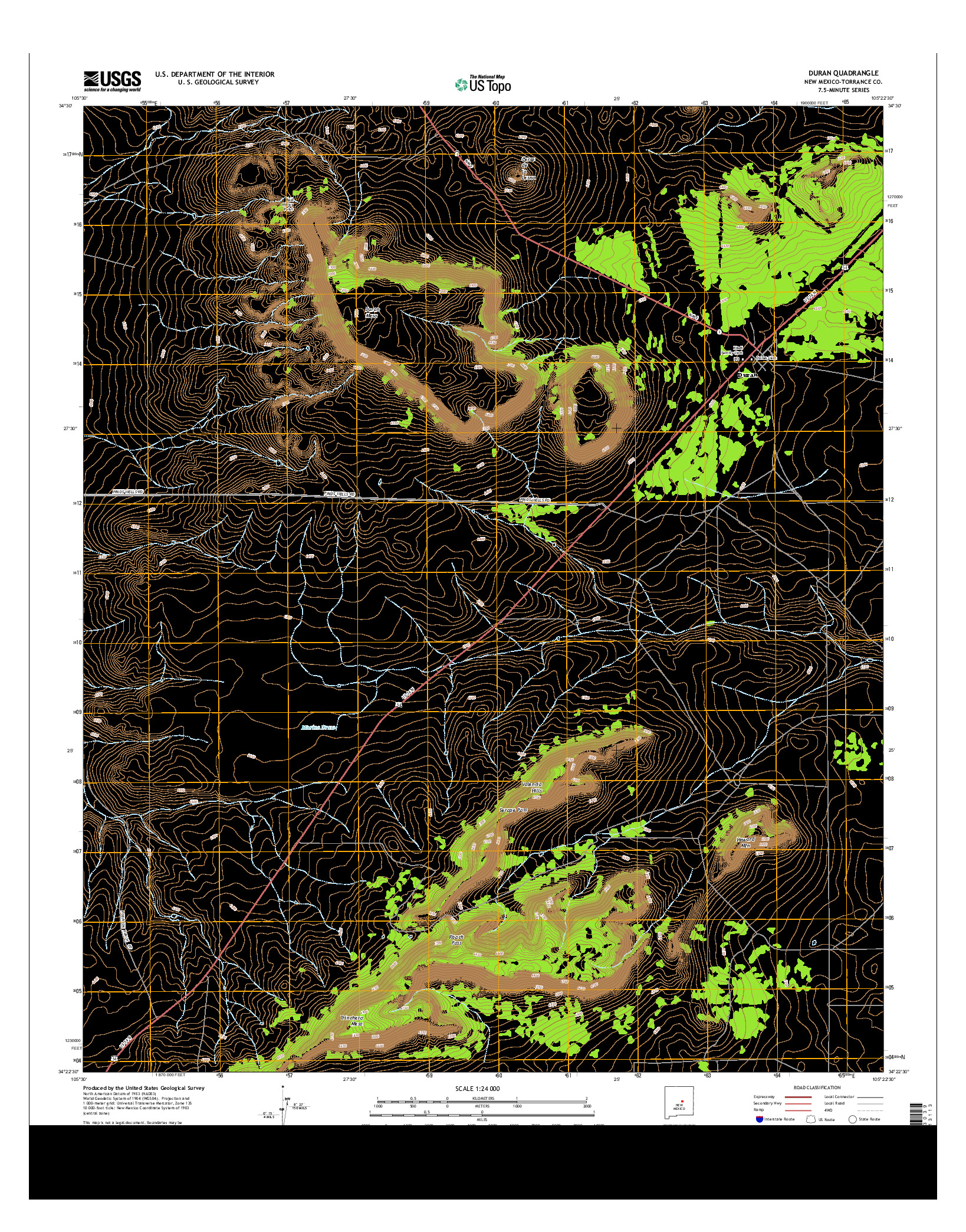 USGS US TOPO 7.5-MINUTE MAP FOR DURAN, NM 2013