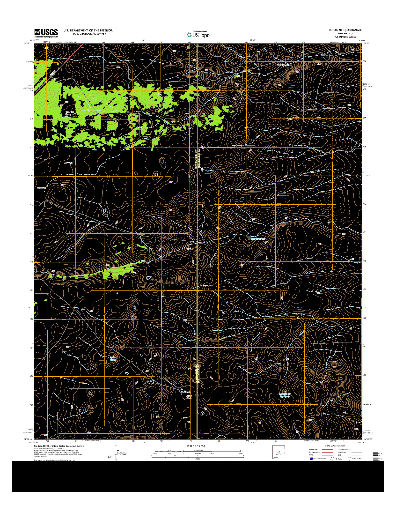 USGS US TOPO 7.5-MINUTE MAP FOR DURAN NE, NM 2013