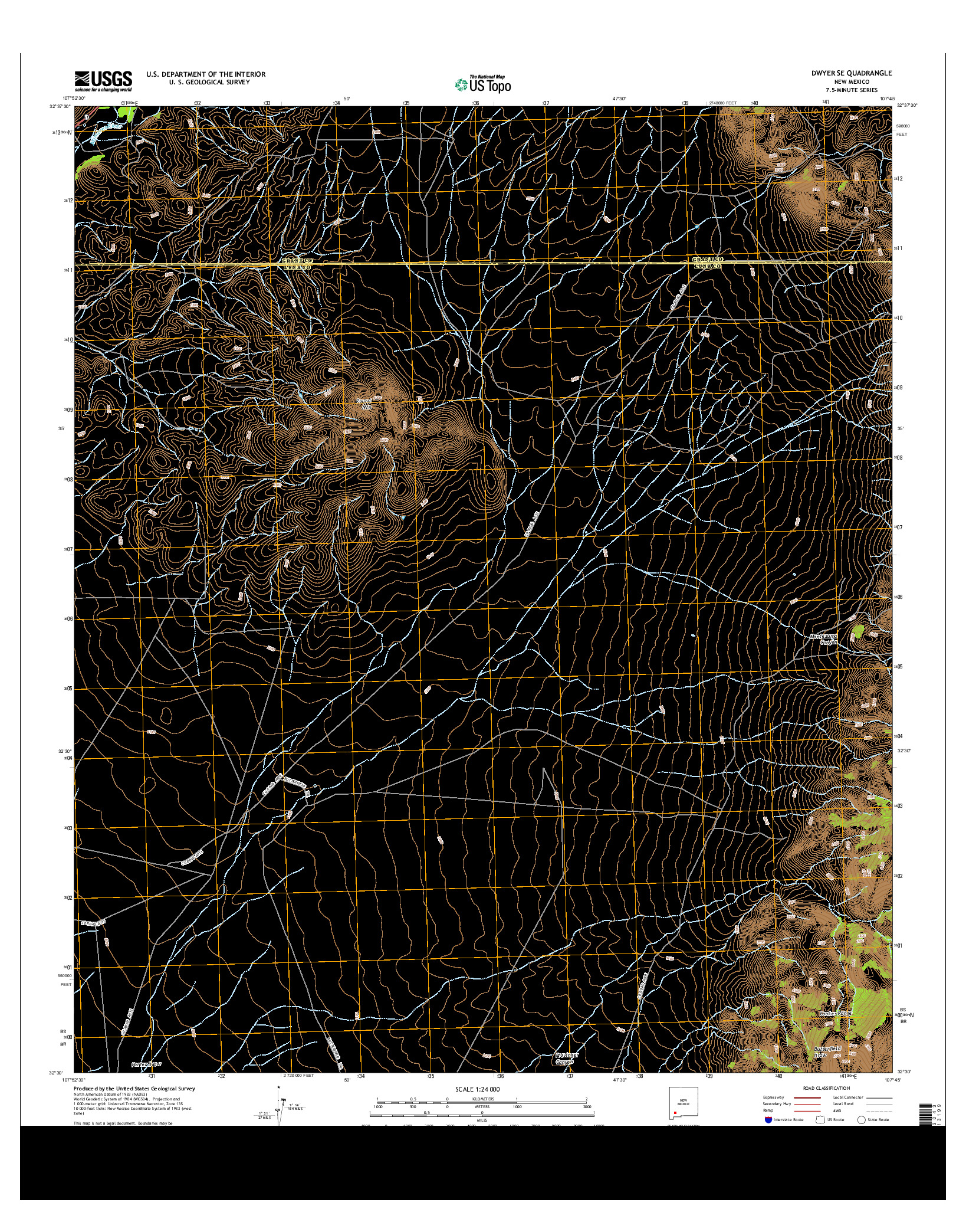 USGS US TOPO 7.5-MINUTE MAP FOR DWYER SE, NM 2013