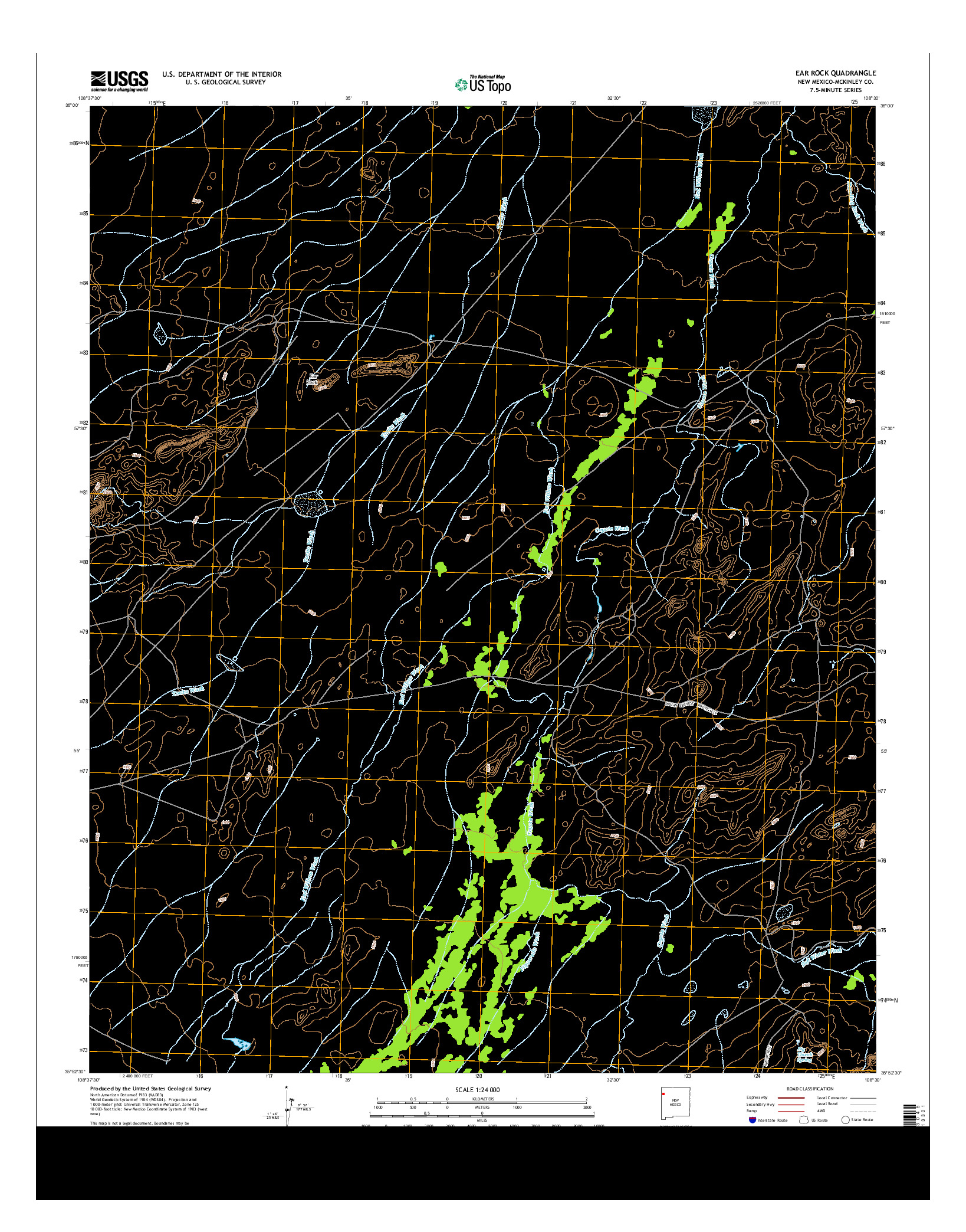 USGS US TOPO 7.5-MINUTE MAP FOR EAR ROCK, NM 2013