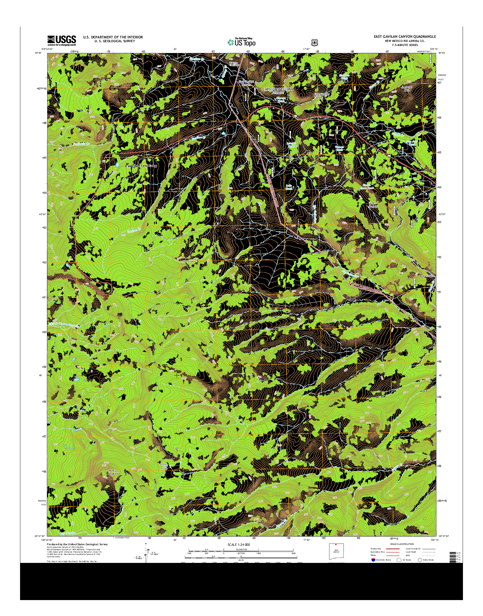 USGS US TOPO 7.5-MINUTE MAP FOR EAST GAVILAN CANYON, NM 2013