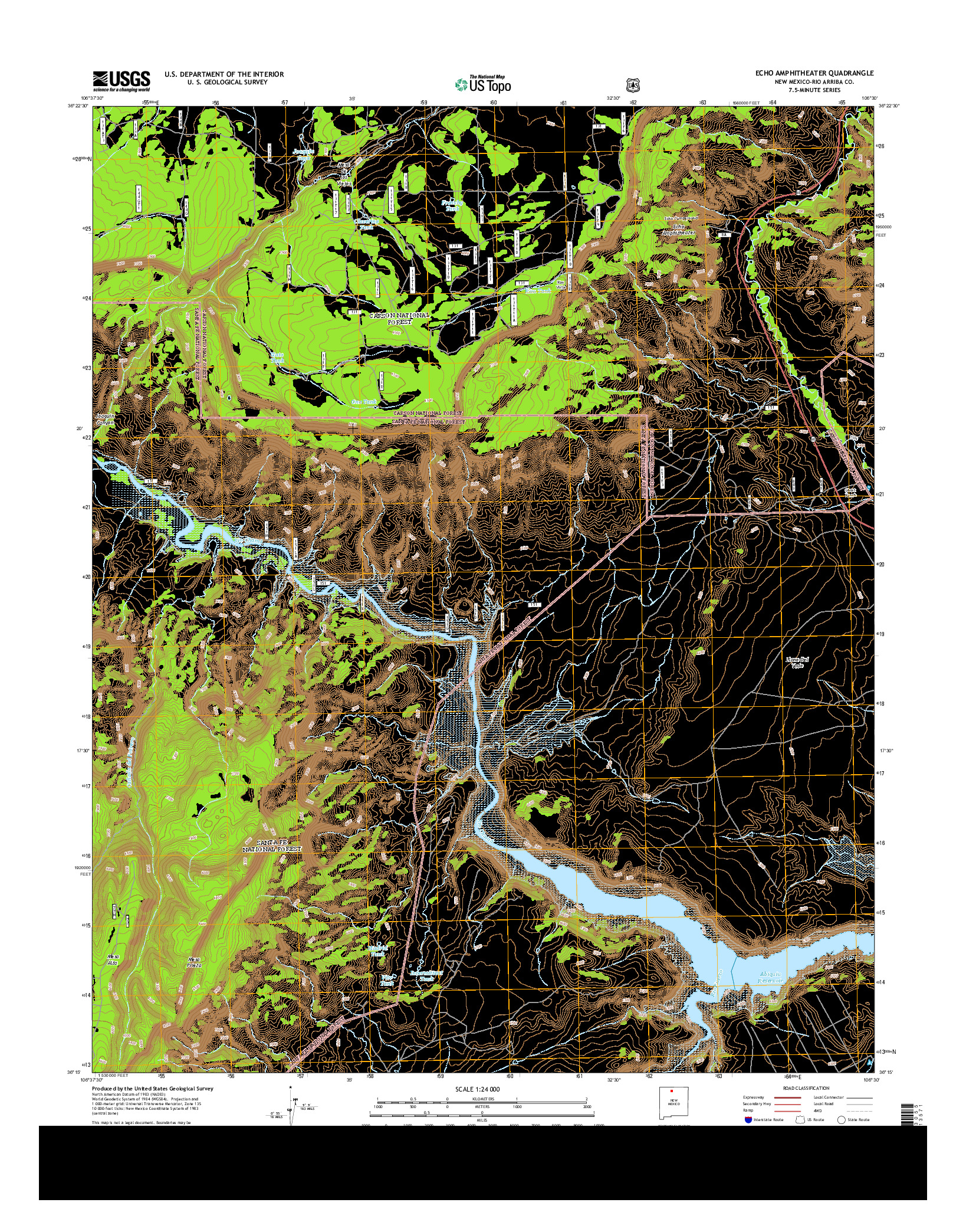 USGS US TOPO 7.5-MINUTE MAP FOR ECHO AMPHITHEATER, NM 2013