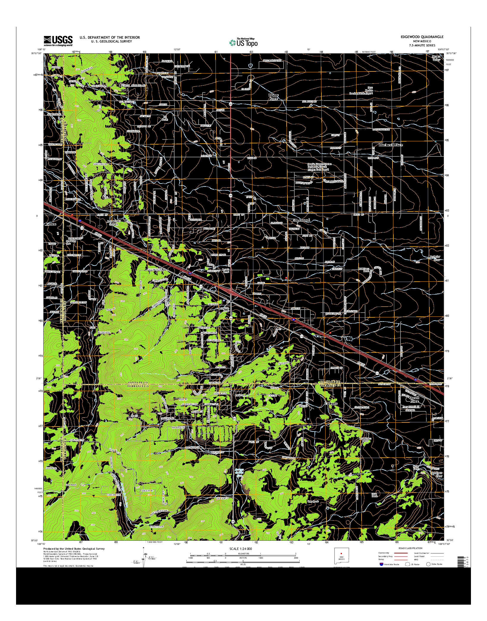 USGS US TOPO 7.5-MINUTE MAP FOR EDGEWOOD, NM 2013