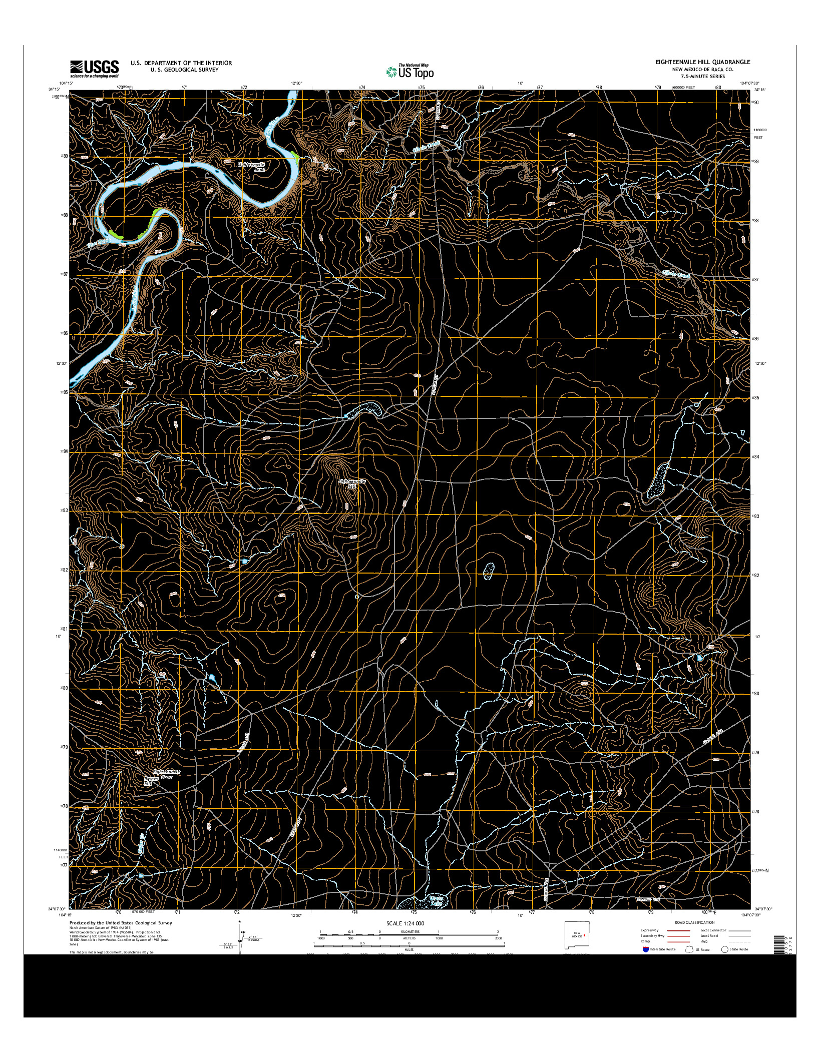 USGS US TOPO 7.5-MINUTE MAP FOR EIGHTEENMILE HILL, NM 2013