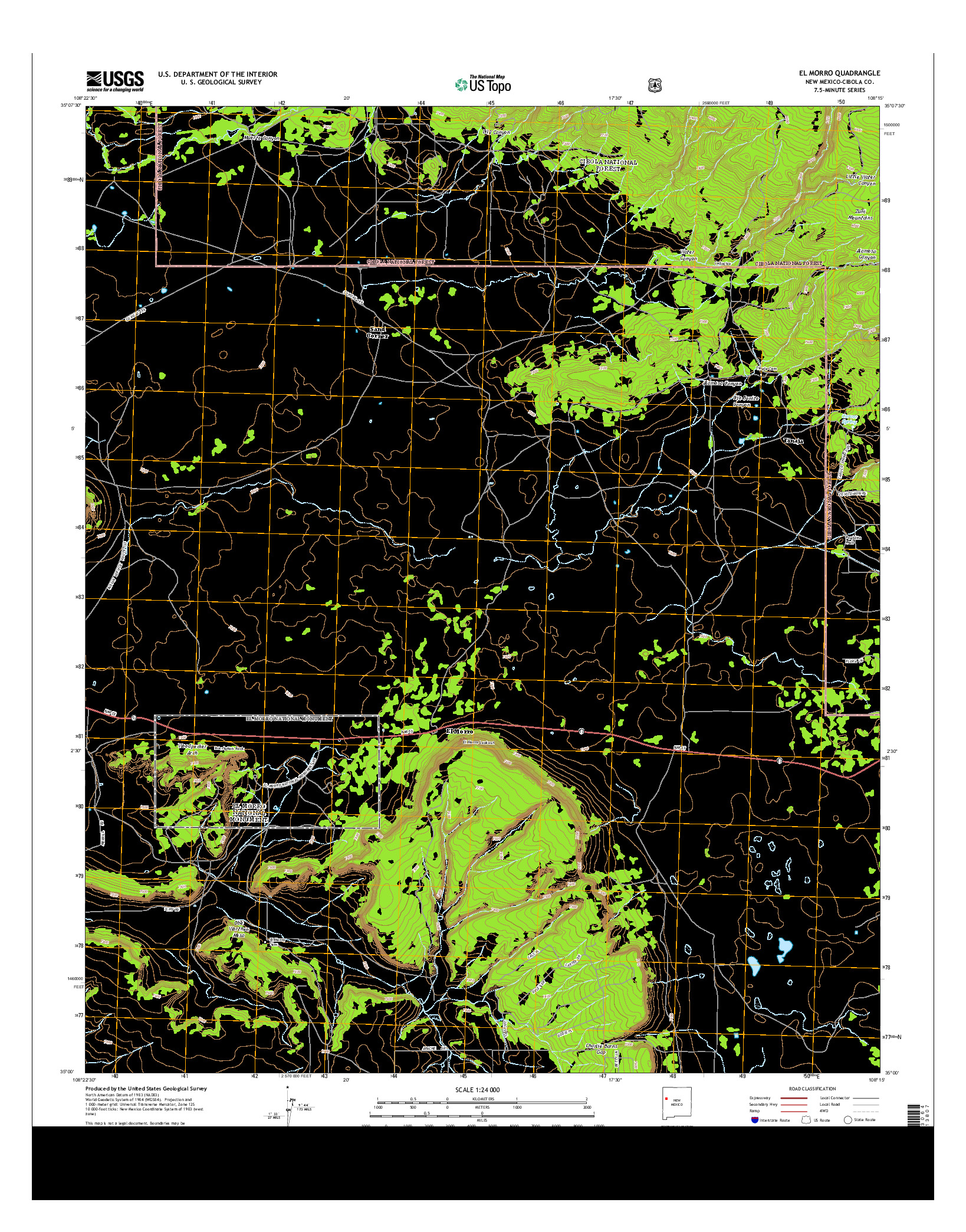 USGS US TOPO 7.5-MINUTE MAP FOR EL MORRO, NM 2013