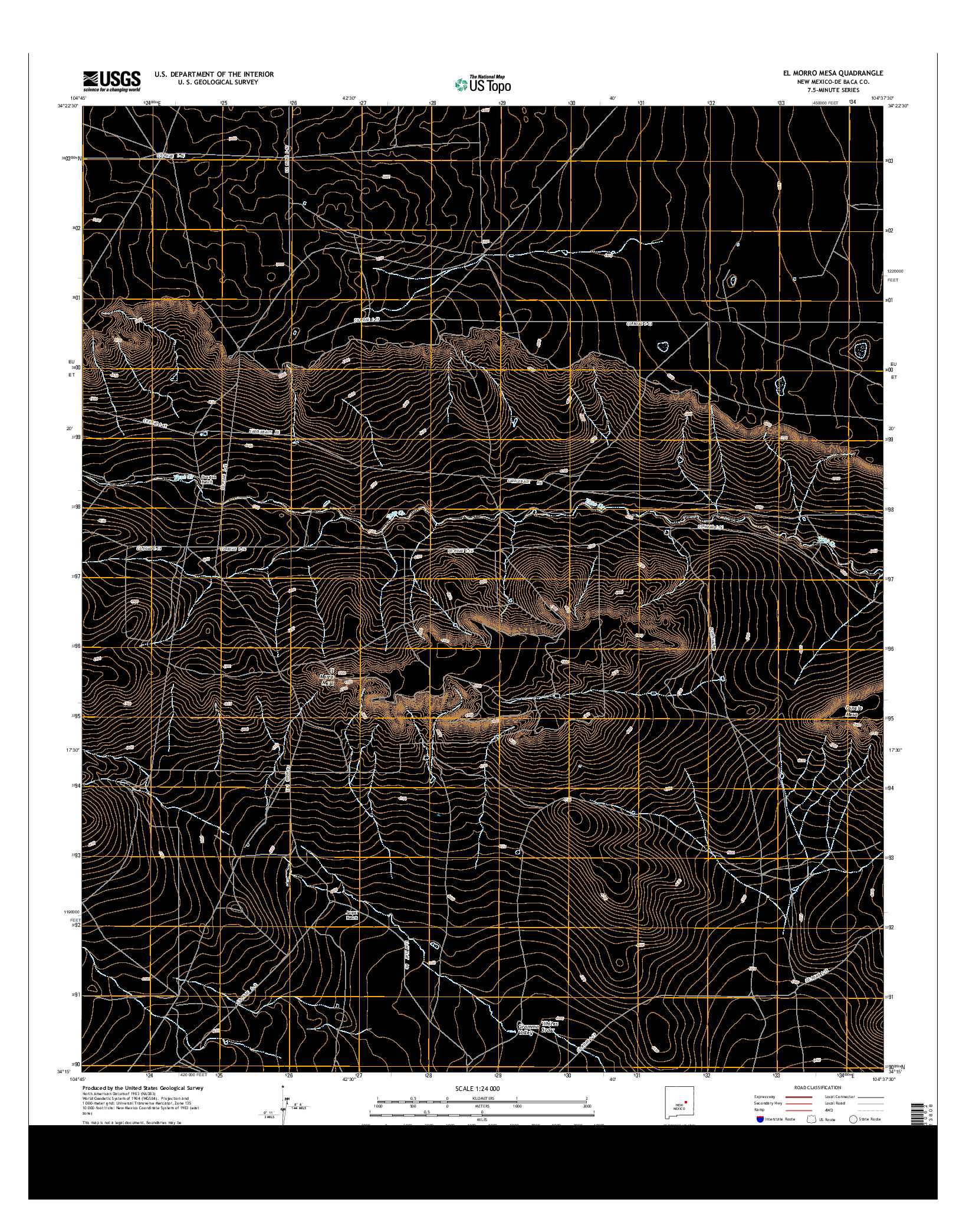 USGS US TOPO 7.5-MINUTE MAP FOR EL MORRO MESA, NM 2013