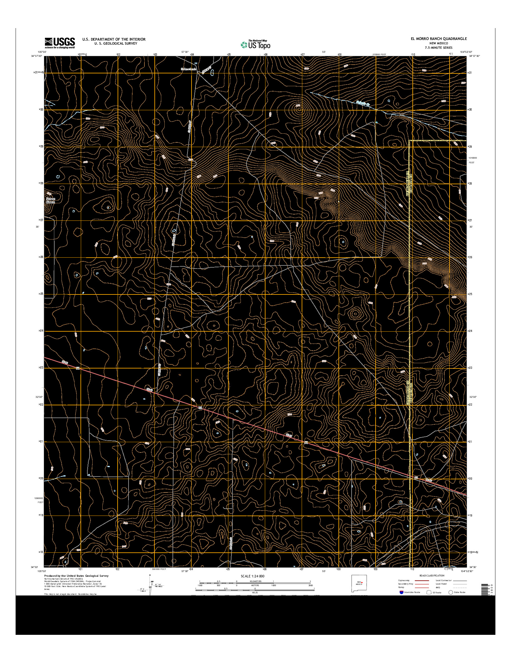USGS US TOPO 7.5-MINUTE MAP FOR EL MORRO RANCH, NM 2013