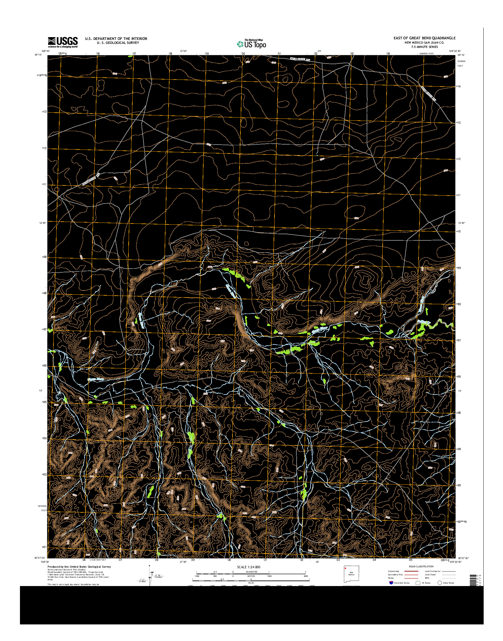 USGS US TOPO 7.5-MINUTE MAP FOR EAST OF GREAT BEND, NM 2013