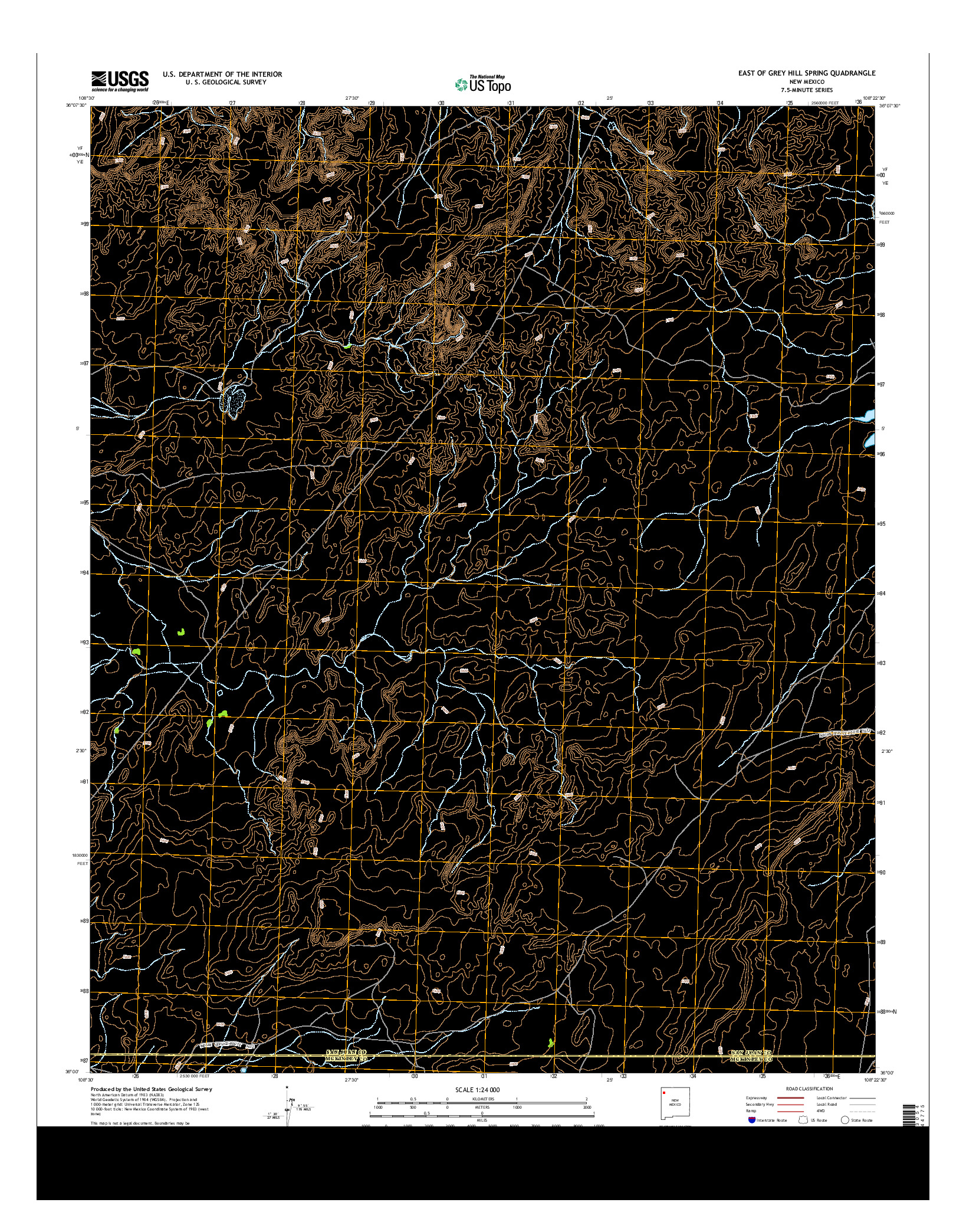 USGS US TOPO 7.5-MINUTE MAP FOR EAST OF GREY HILL SPRING, NM 2013