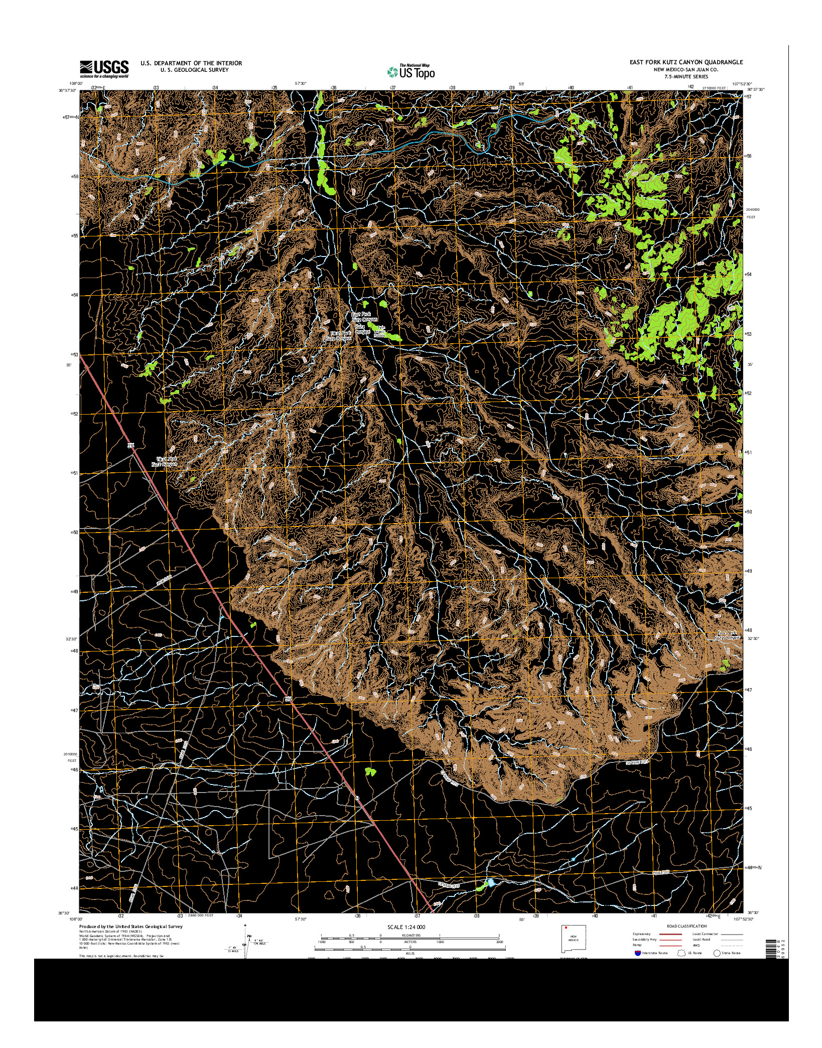 USGS US TOPO 7.5-MINUTE MAP FOR EAST FORK KUTZ CANYON, NM 2013