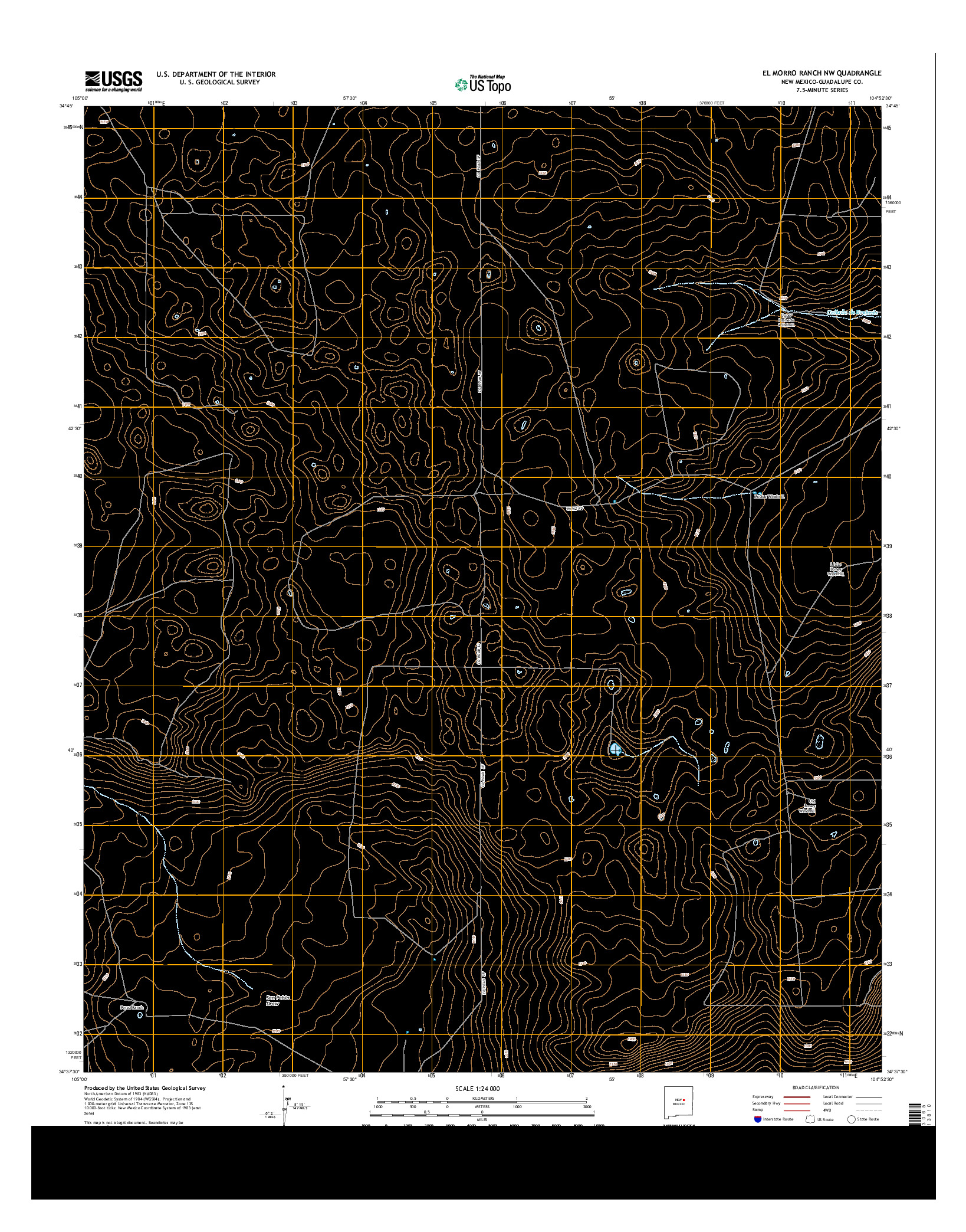 USGS US TOPO 7.5-MINUTE MAP FOR EL MORRO RANCH NW, NM 2013