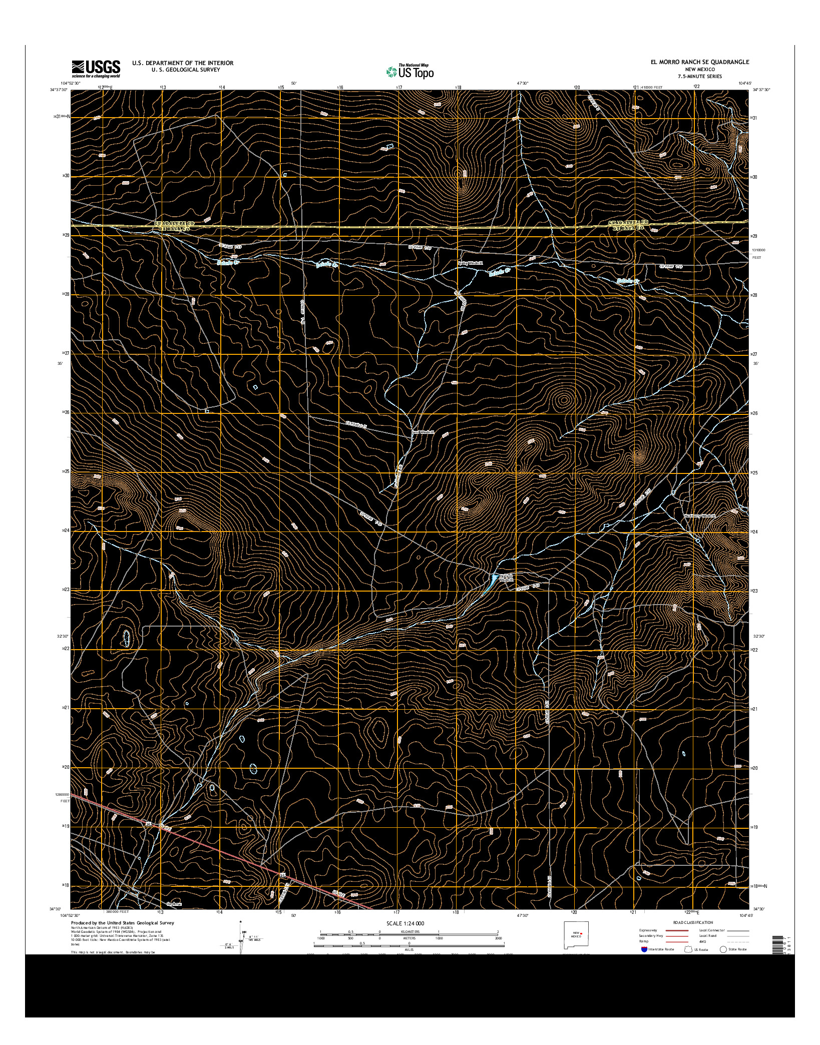 USGS US TOPO 7.5-MINUTE MAP FOR EL MORRO RANCH SE, NM 2013