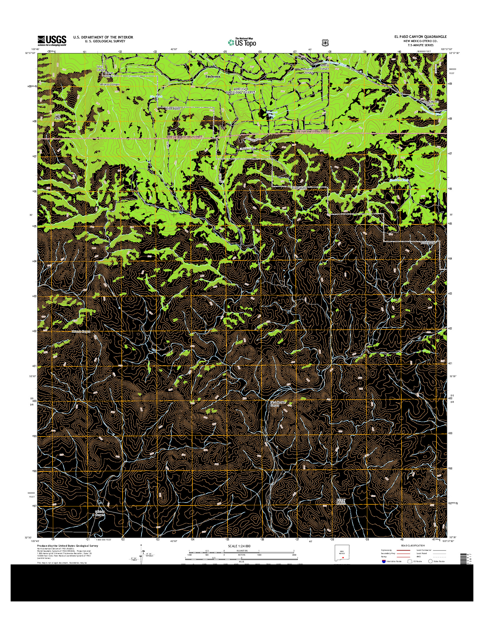 USGS US TOPO 7.5-MINUTE MAP FOR EL PASO CANYON, NM 2013