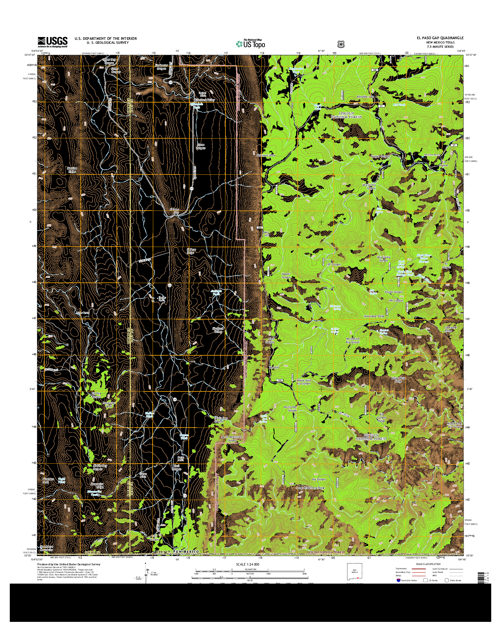 USGS US TOPO 7.5-MINUTE MAP FOR EL PASO GAP, NM-TX 2013