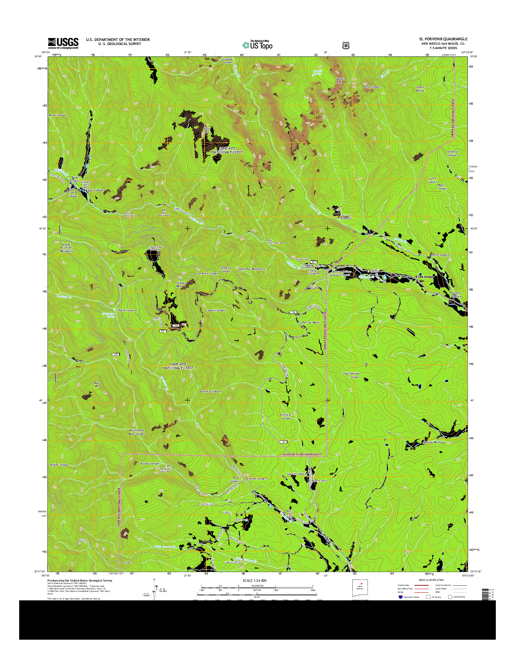 USGS US TOPO 7.5-MINUTE MAP FOR EL PORVENIR, NM 2013