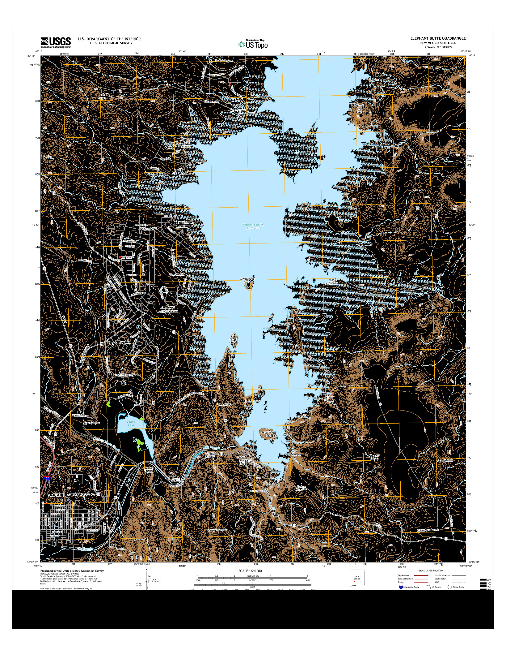 USGS US TOPO 7.5-MINUTE MAP FOR ELEPHANT BUTTE, NM 2013