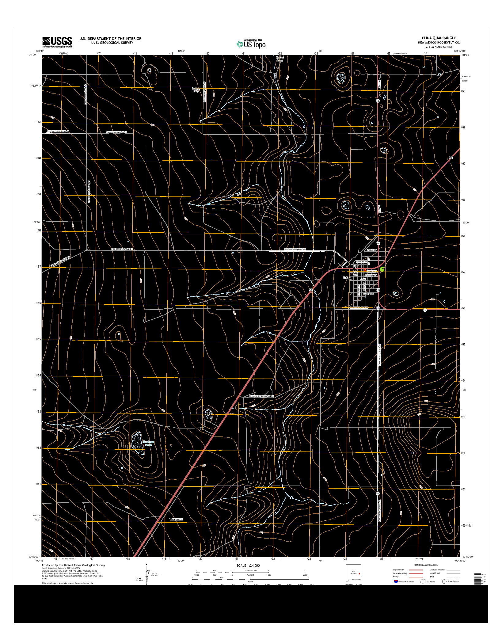 USGS US TOPO 7.5-MINUTE MAP FOR ELIDA, NM 2013