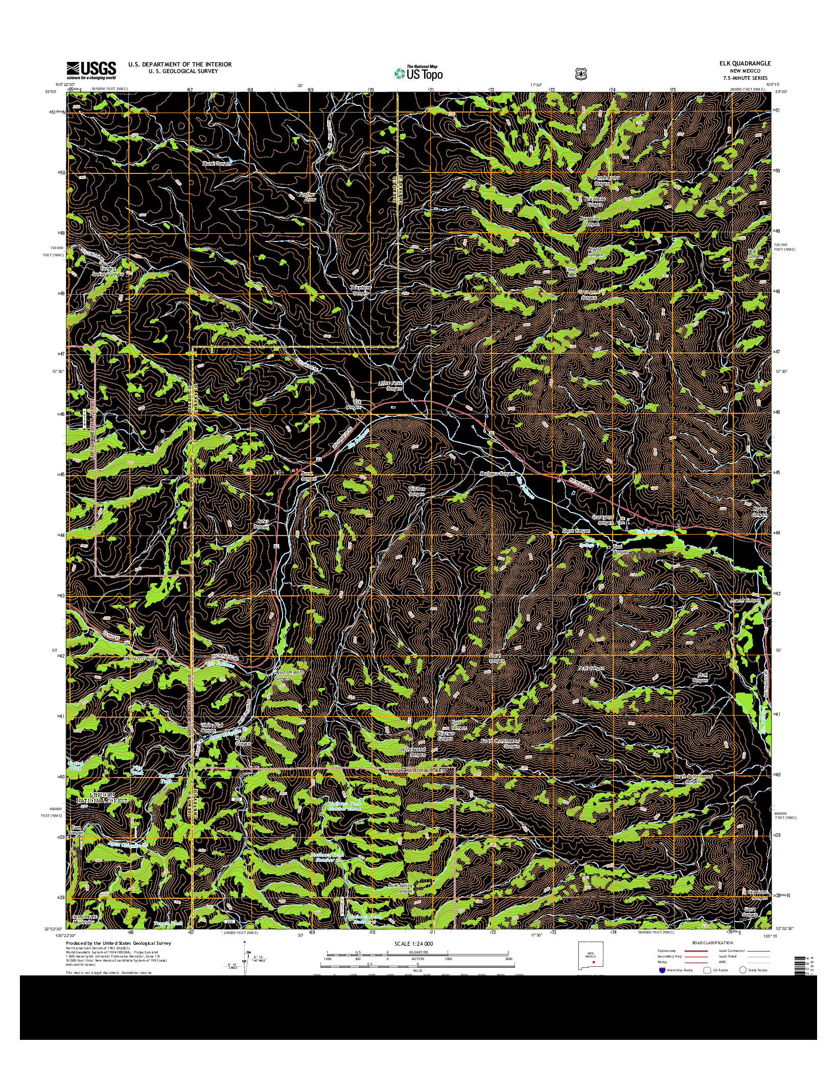 USGS US TOPO 7.5-MINUTE MAP FOR ELK, NM 2013