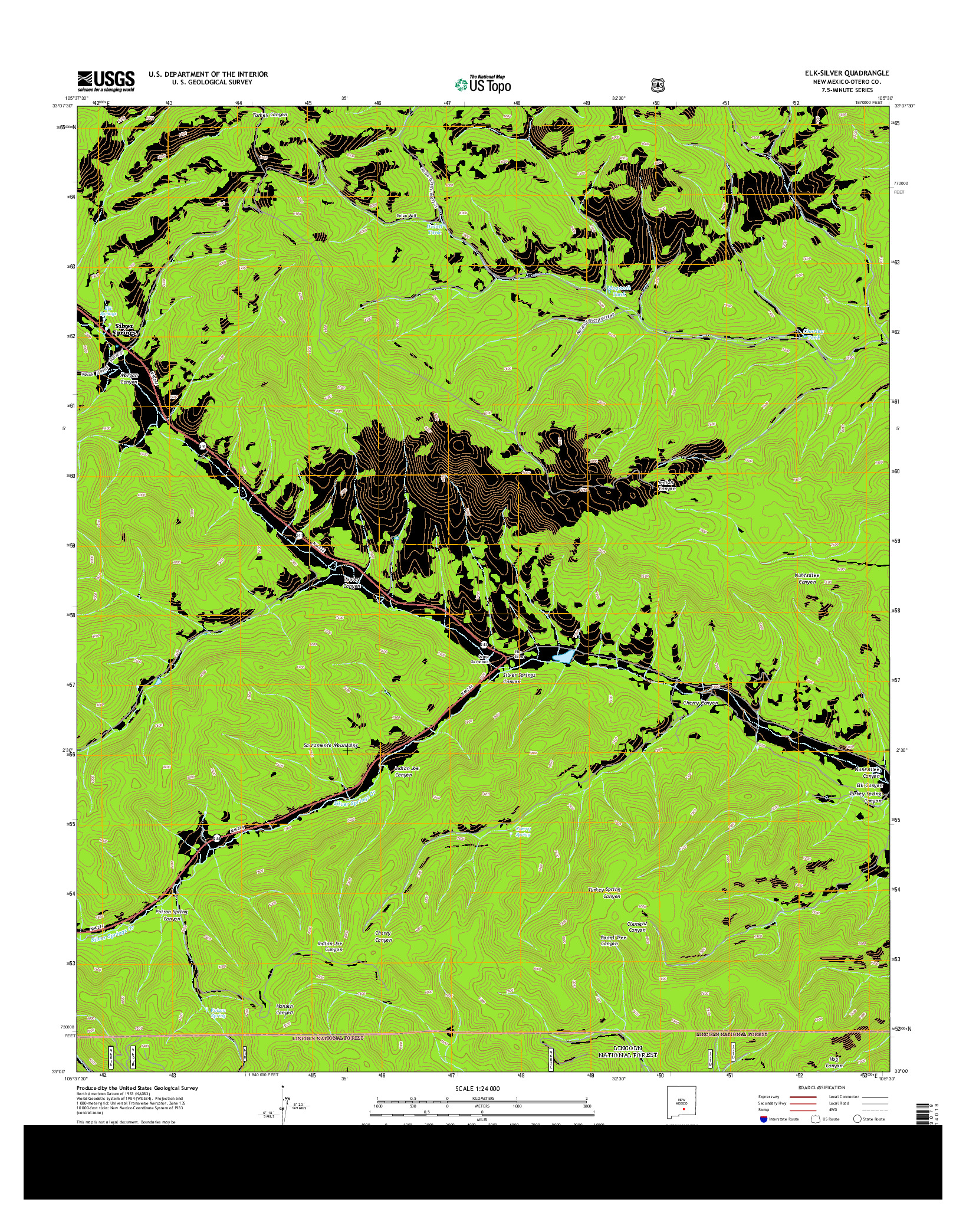 USGS US TOPO 7.5-MINUTE MAP FOR ELK-SILVER, NM 2013