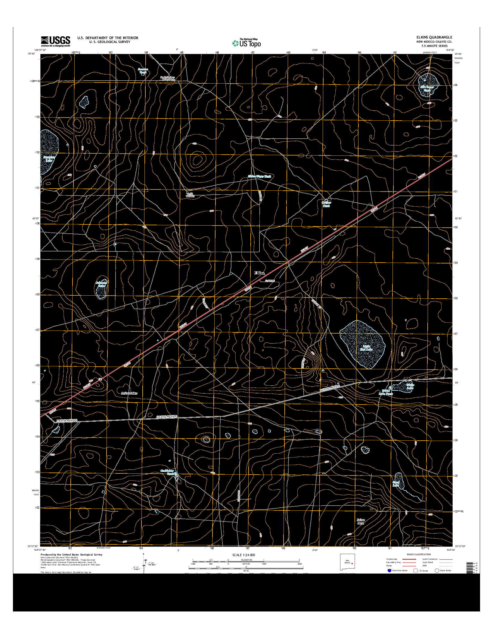 USGS US TOPO 7.5-MINUTE MAP FOR ELKINS, NM 2013